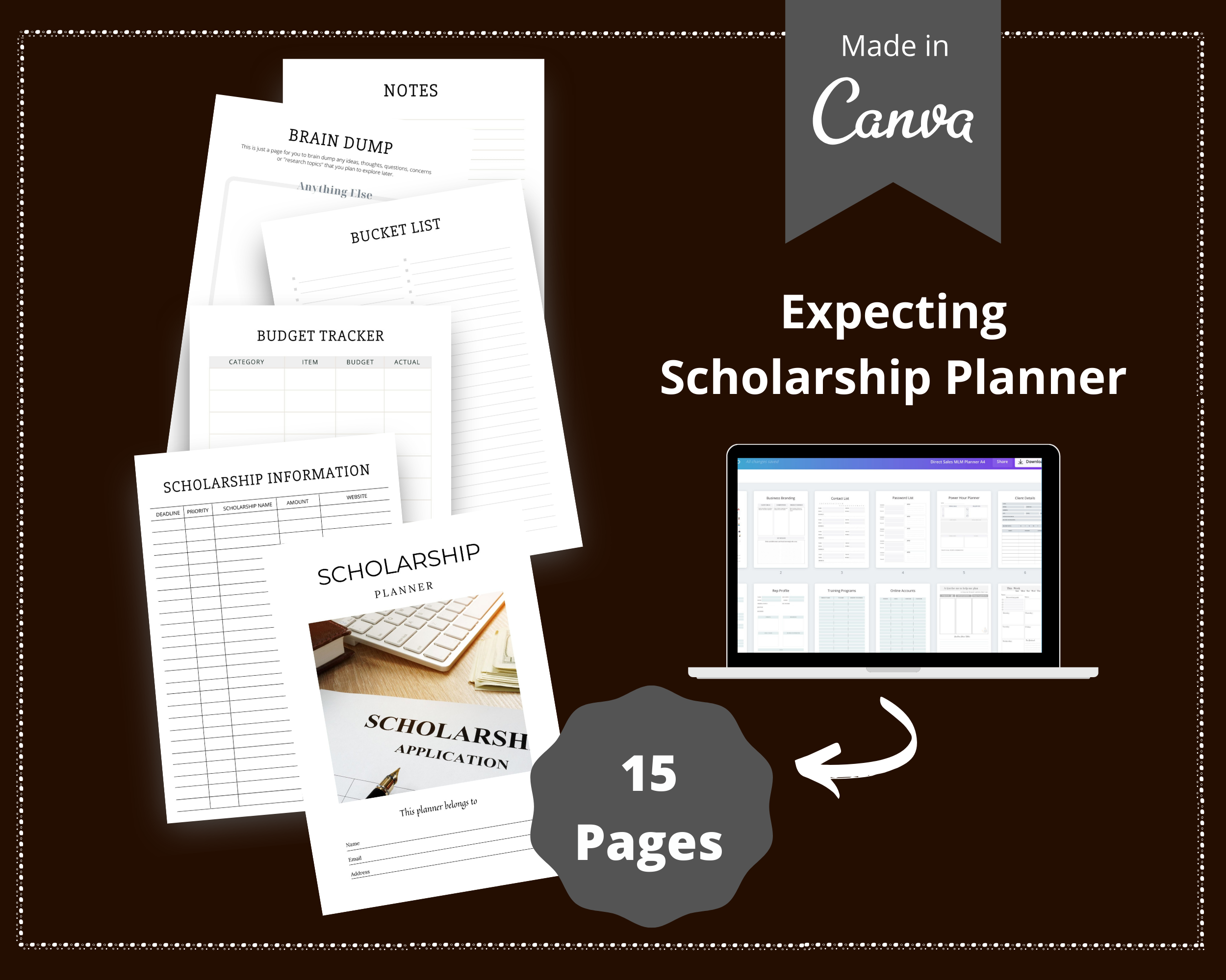 Editable Scholarship Planner in Canva | Commercial Use