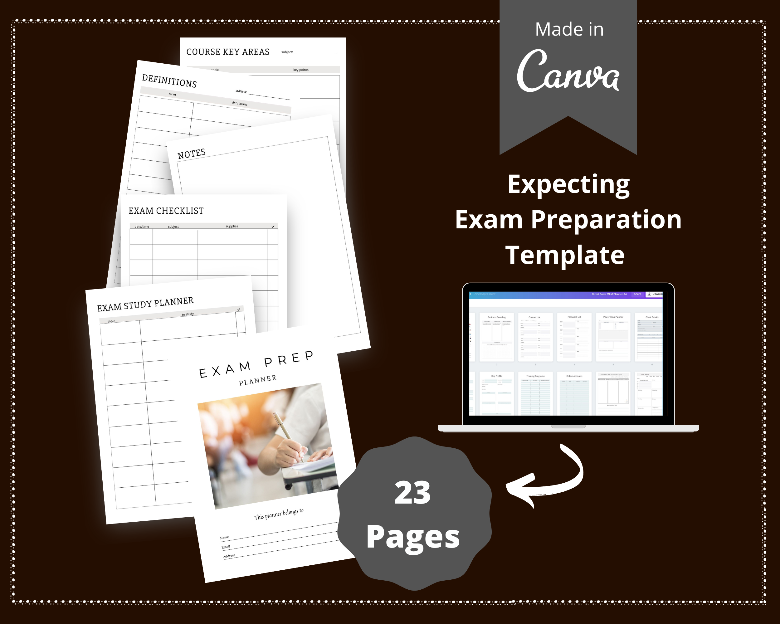 Editable Exam Preparation Planner in Canva | Commercial Use