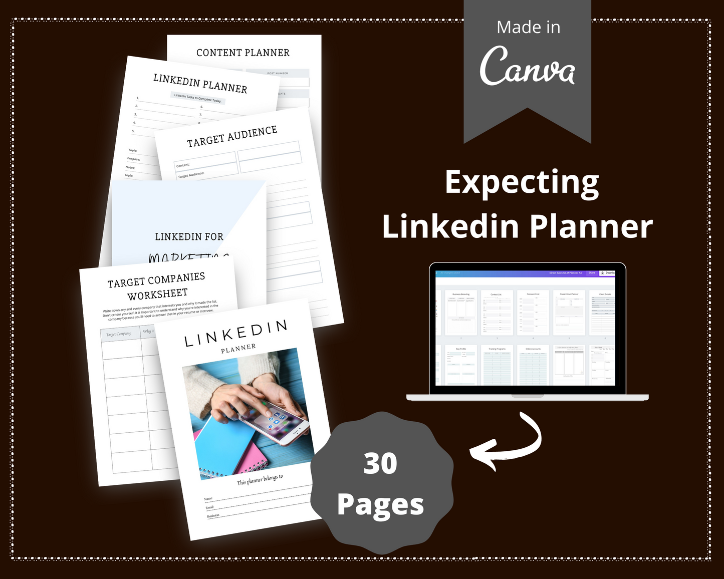 Editable LinkedIn Planner in Canva | Commercial Use