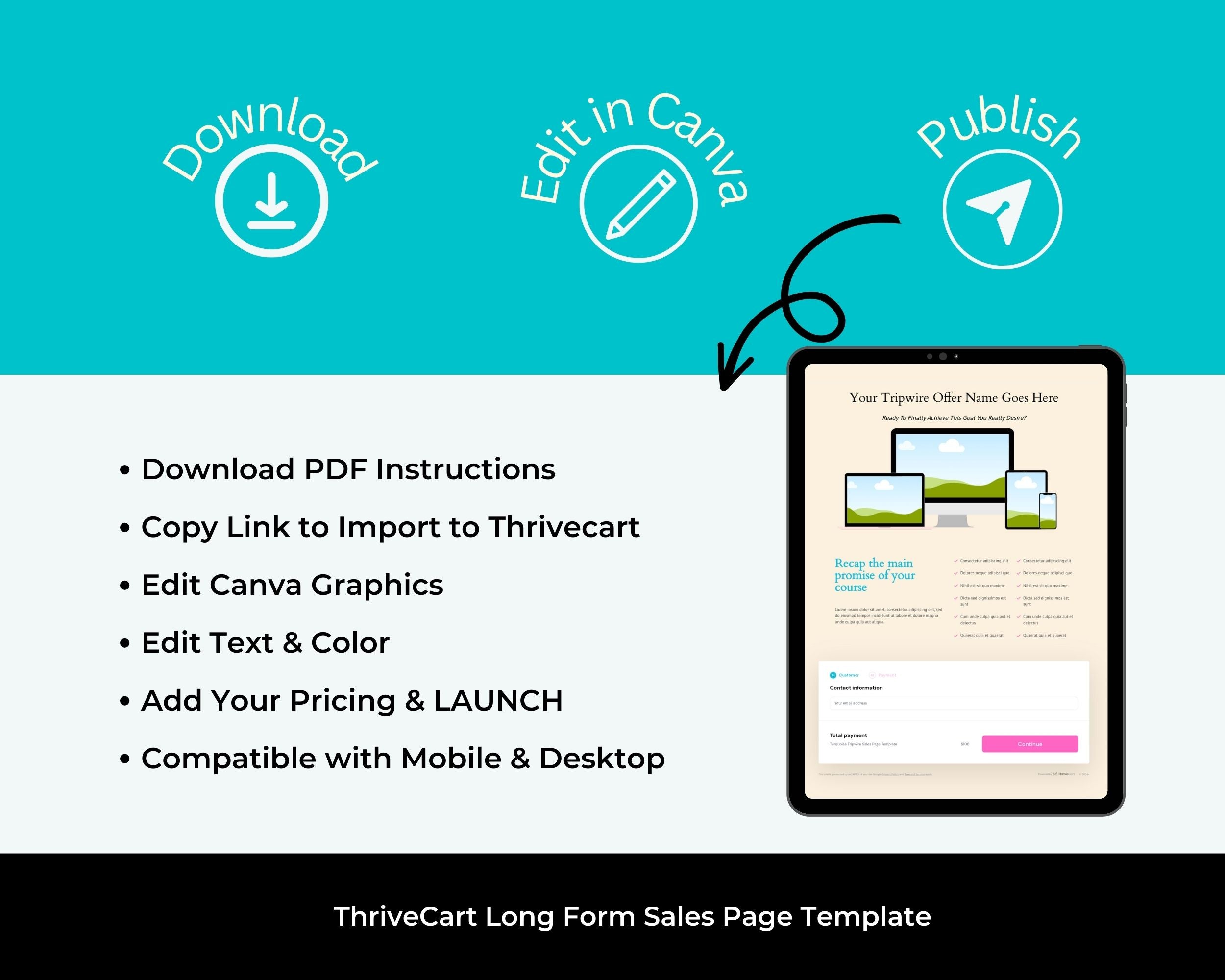 Tripwire Turquoise Sales Page Template in ThriveCart