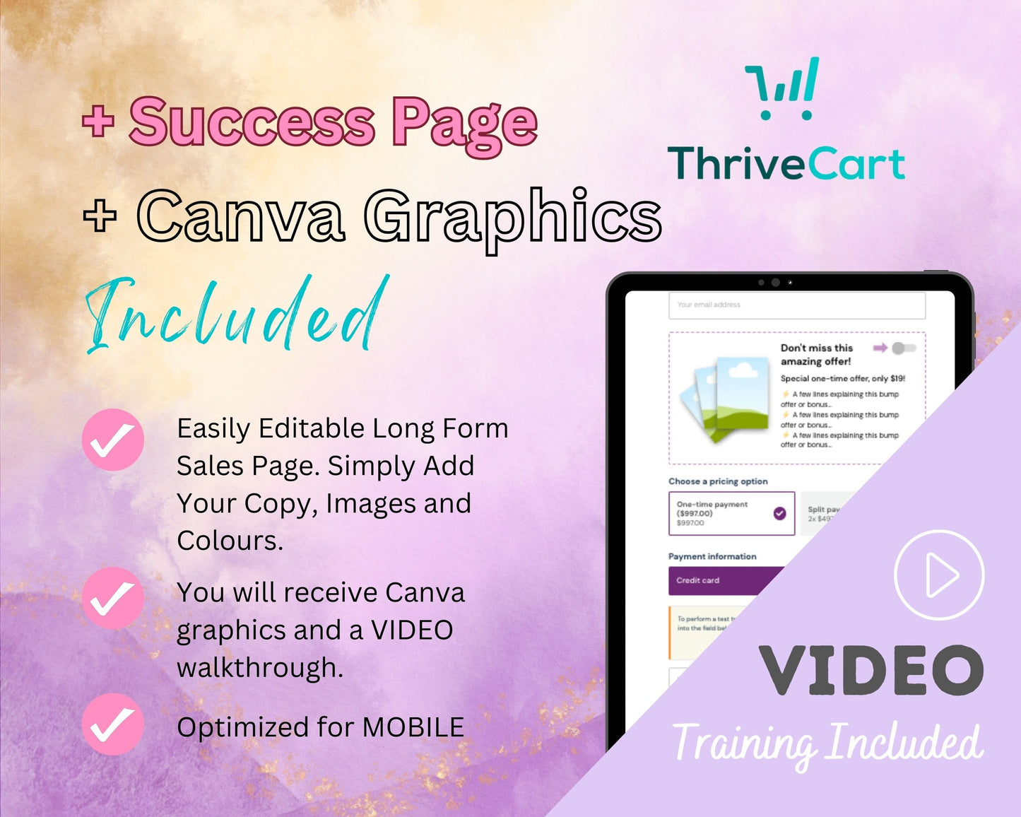 Plum & Lilac Printables Sales Page Template in Thrivecart