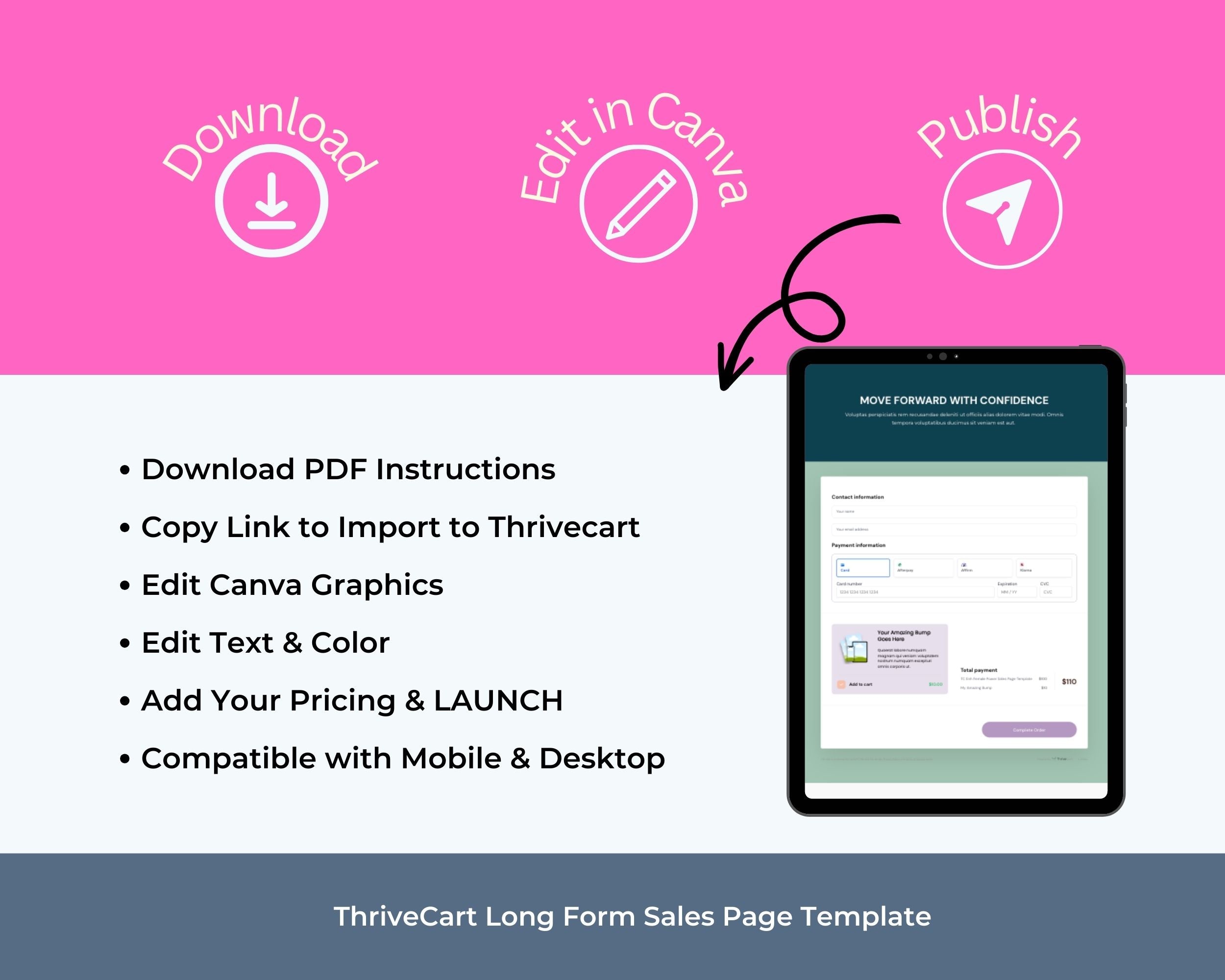 Female Power Sales Page Template in ThriveCart