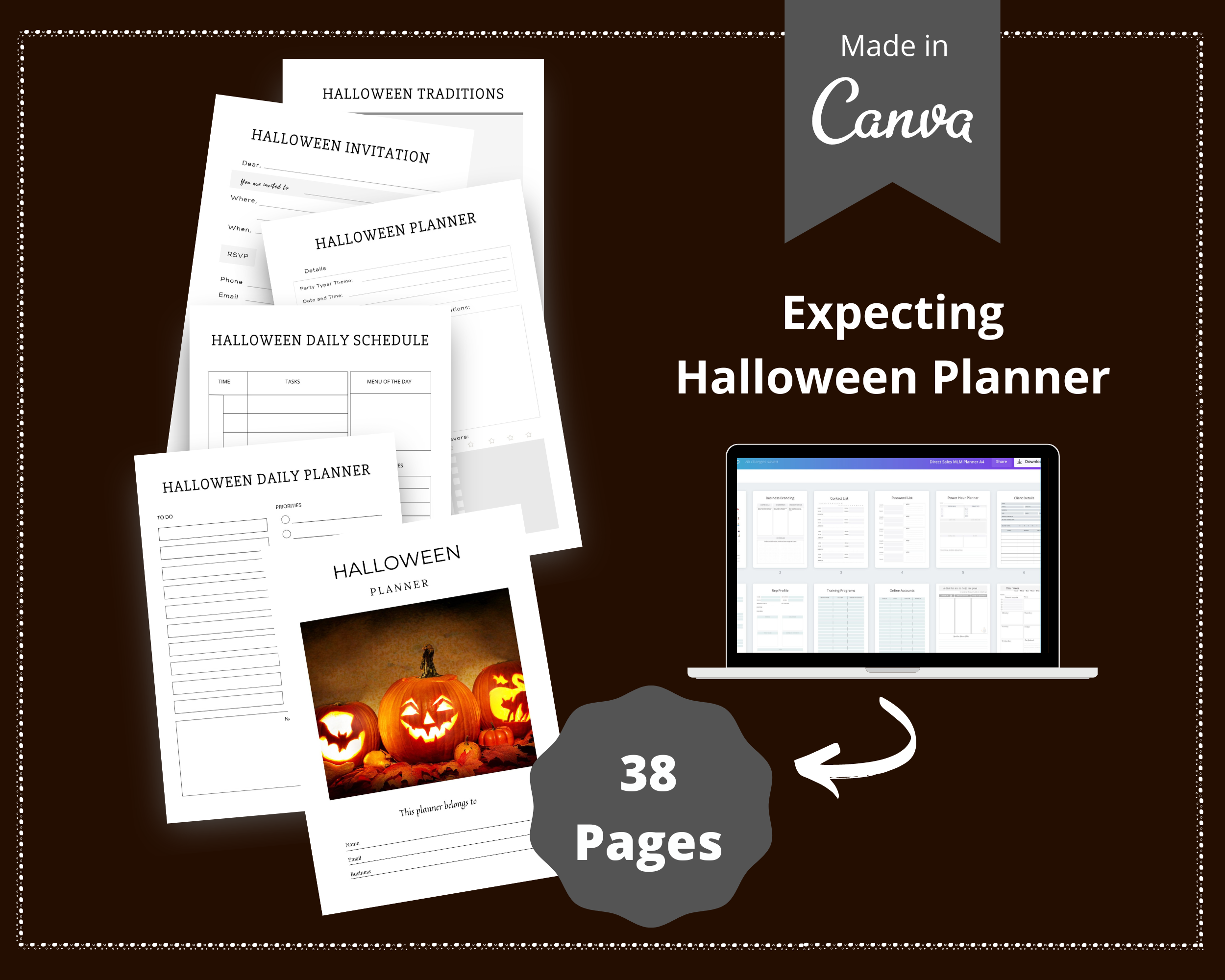 Editable Halloween Planner in Canva | Canva Template Pack | Halloween Party Planner Canva | Commercial Use