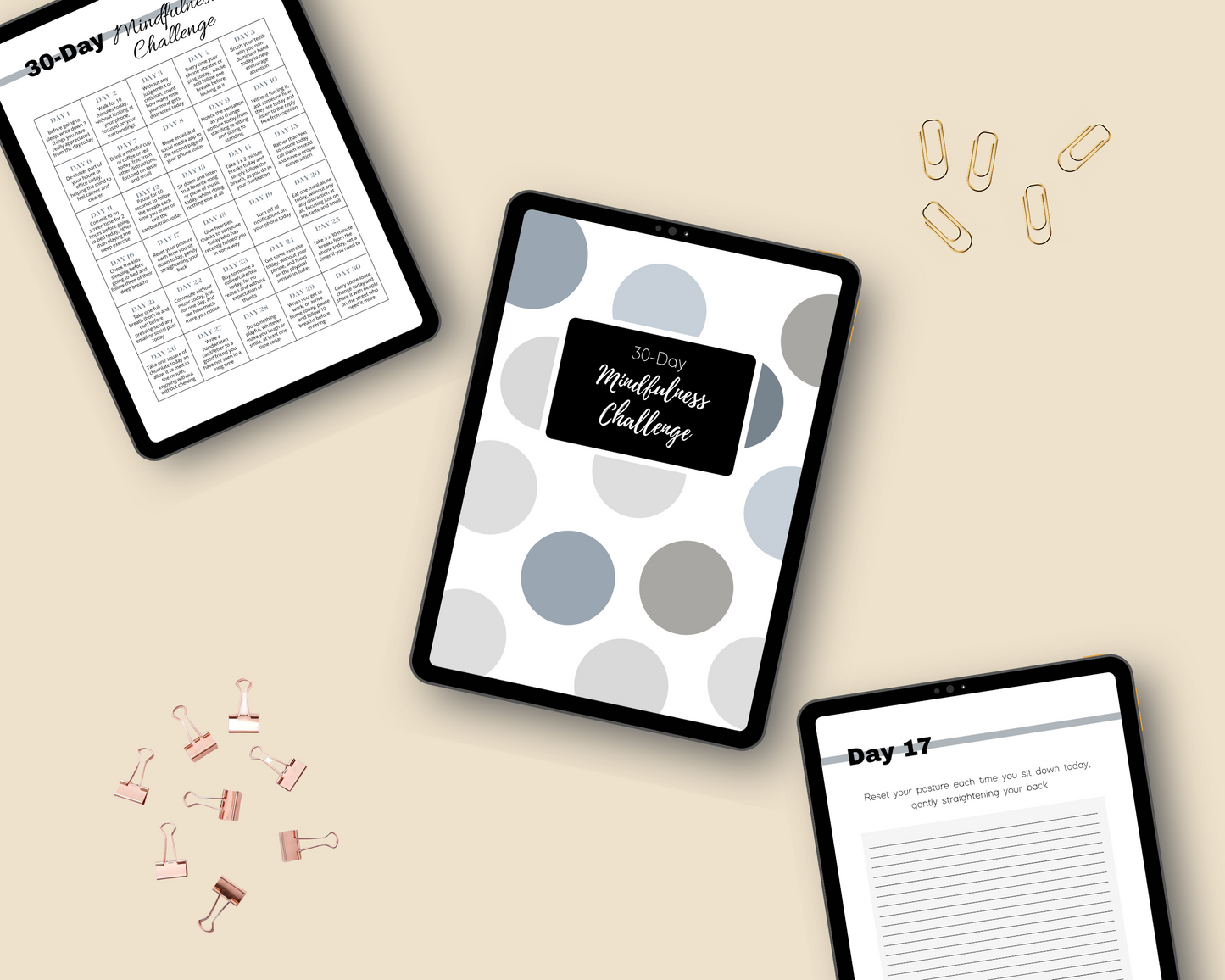 30-Day Mindfulness Challenge | Editable Canva Template A4 Size