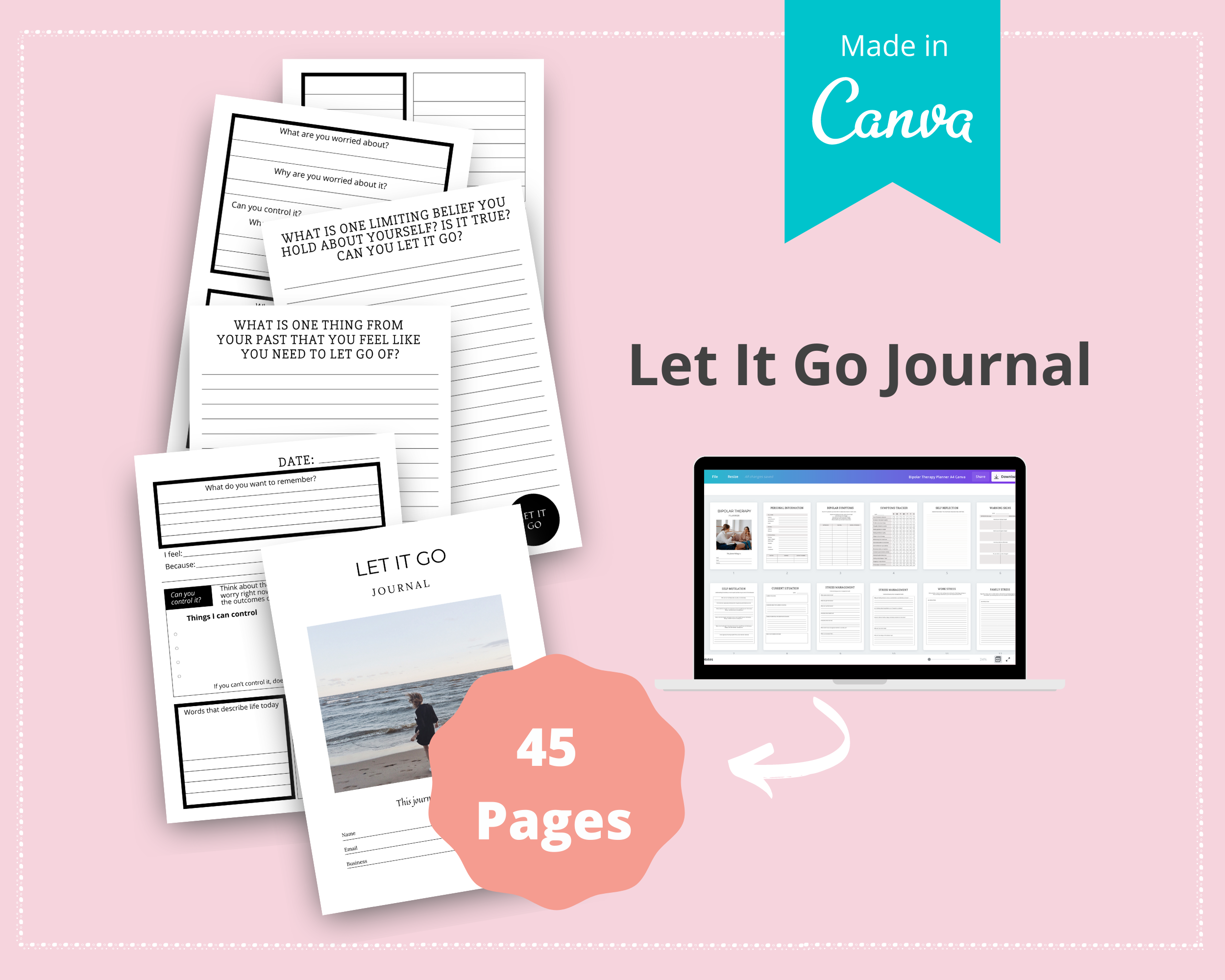 Editable Let it Go Journal in Canva | Commercial Use