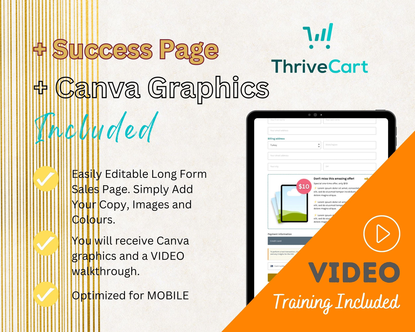 Gold 21-Day Challenge Sales Page Template in Thrivecart