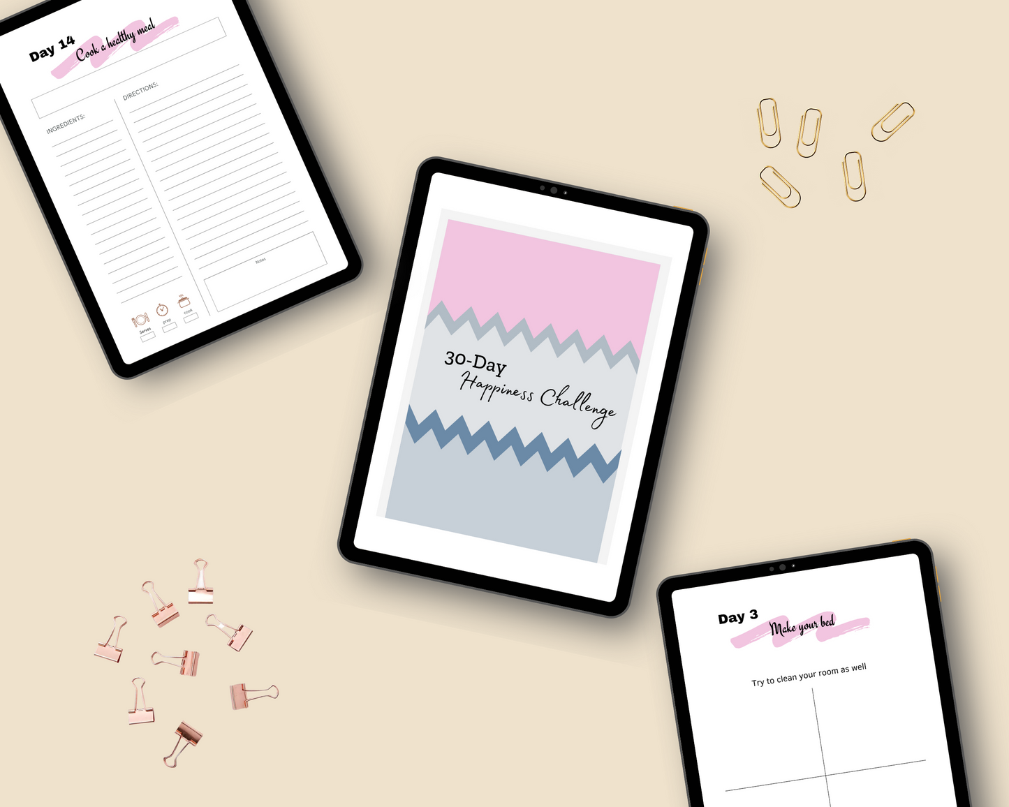 30-Day Happiness Challenge | Editable Canva Template A4 Size