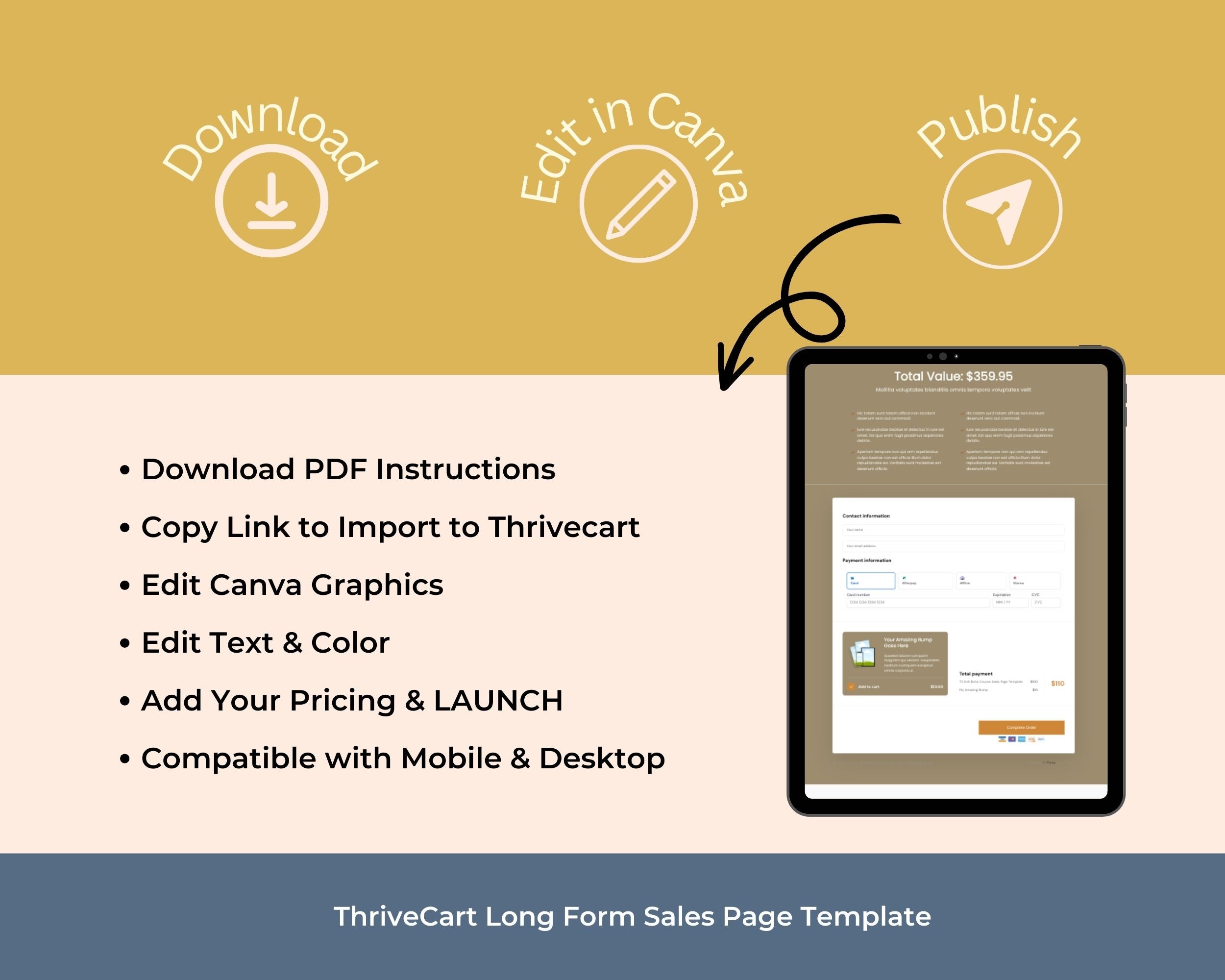 Boho Course Sales Page Template in ThriveCart