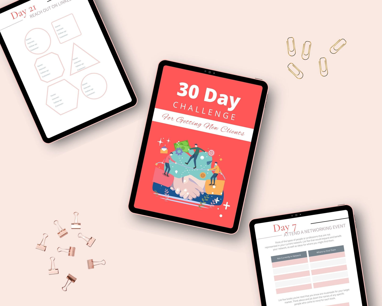 30 Day Getting New Clients Challenge | New Clients Planner | Editable Canva Template A4 Size