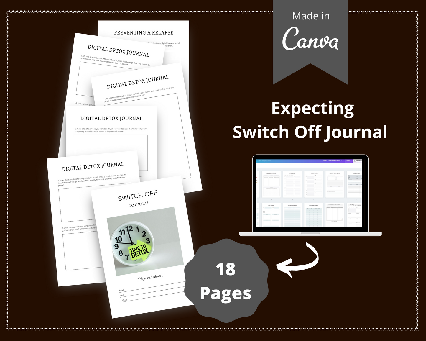 Editable Switch Off Planner Templates in Canva | Commercial Use