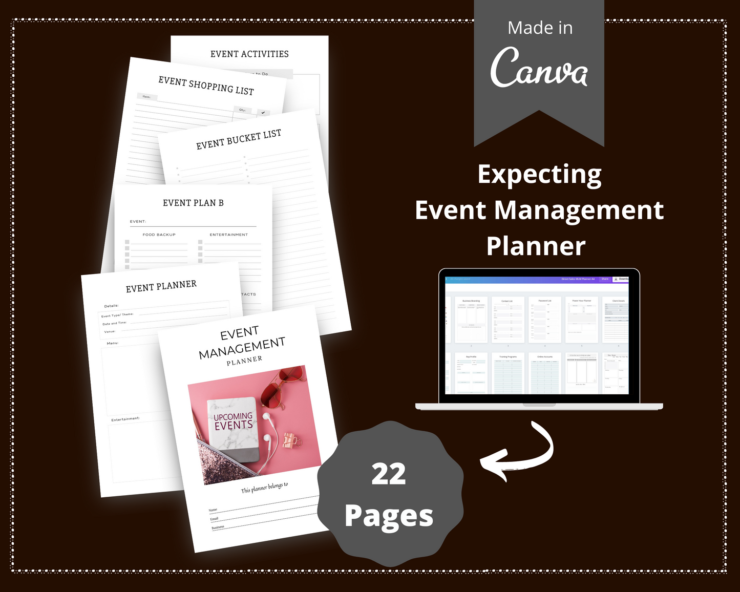 Editable Event Management Planner in Canva | Commercial Use
