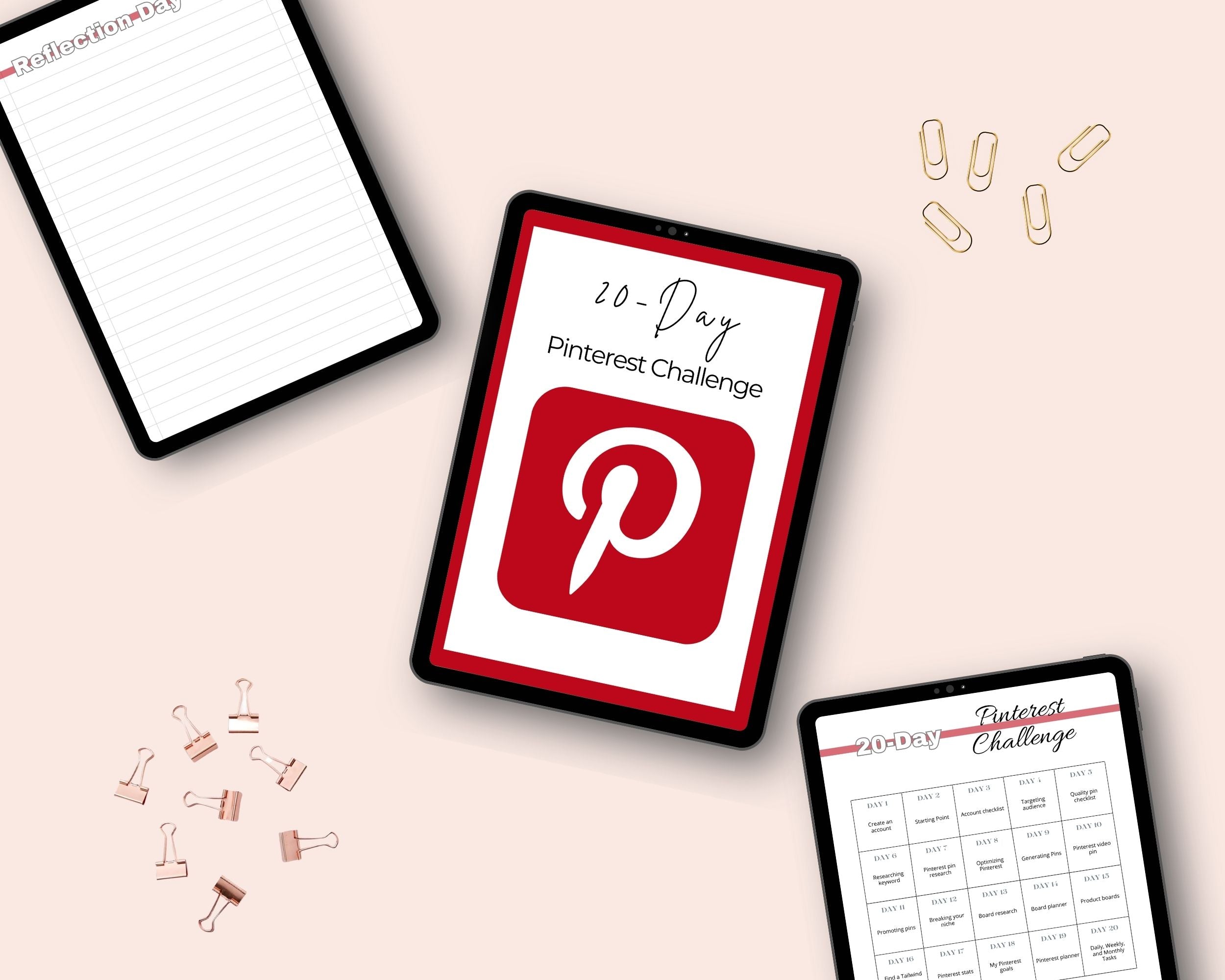 20-Day Pinterest Challenge | Editable Canva Template A4 Size