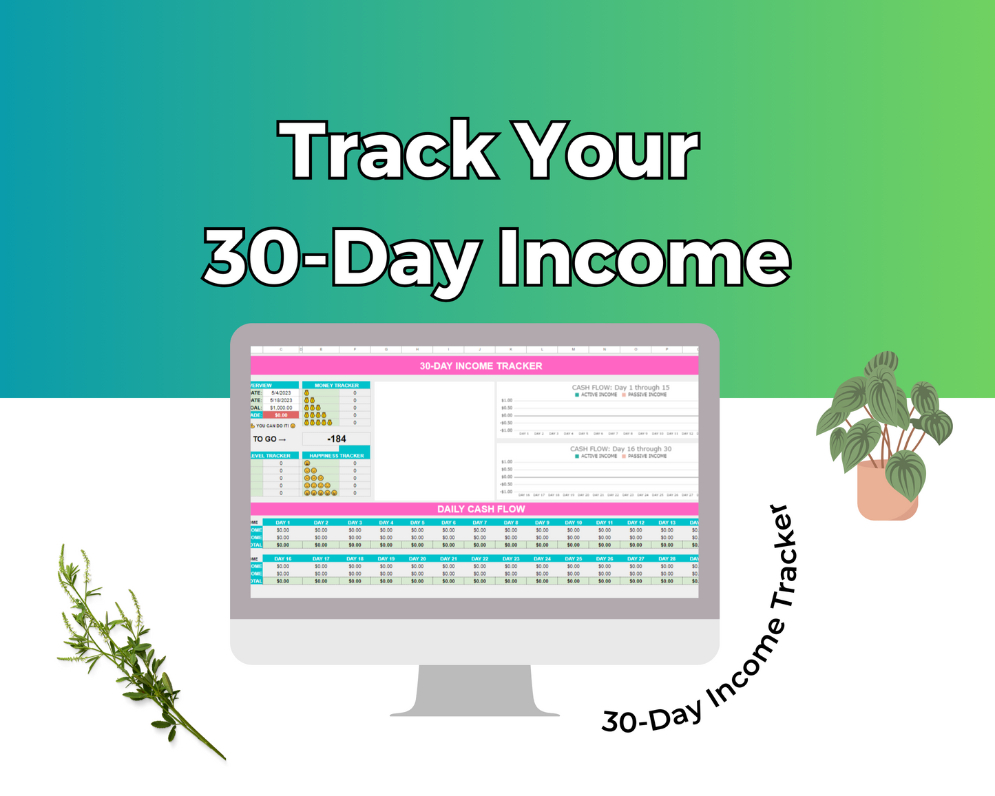 Side Hustle Income Planner Google Spreadsheet | Simple Side Hustle Income Google Sheets
