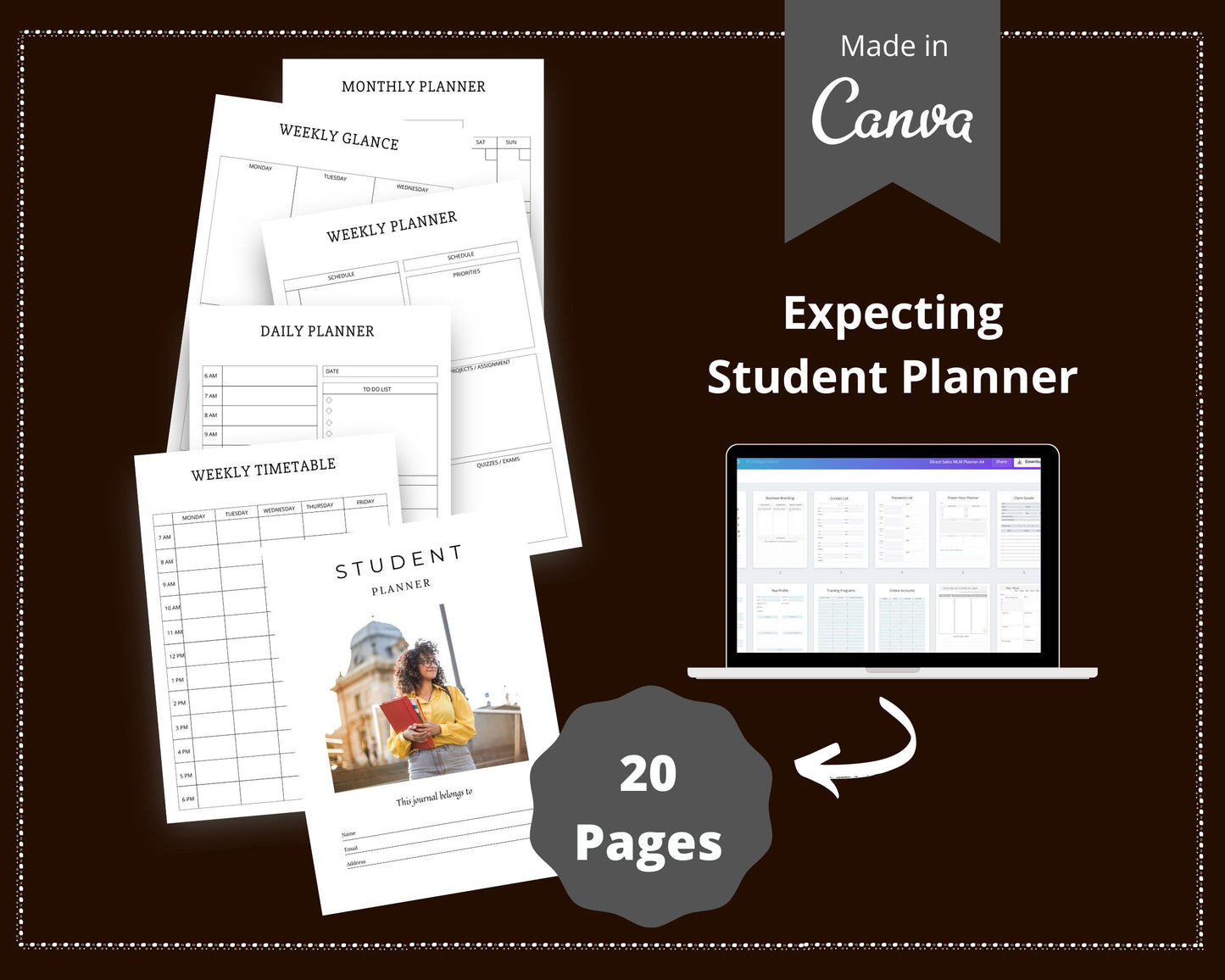 Editable Student Planner Templates in Canva | Commercial Use