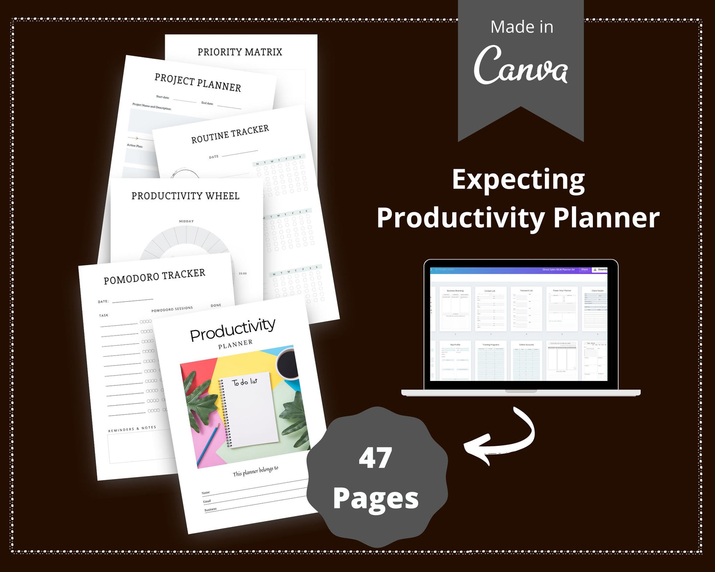 Editable To Do & Productivity Planner in Canva | Commercial Use