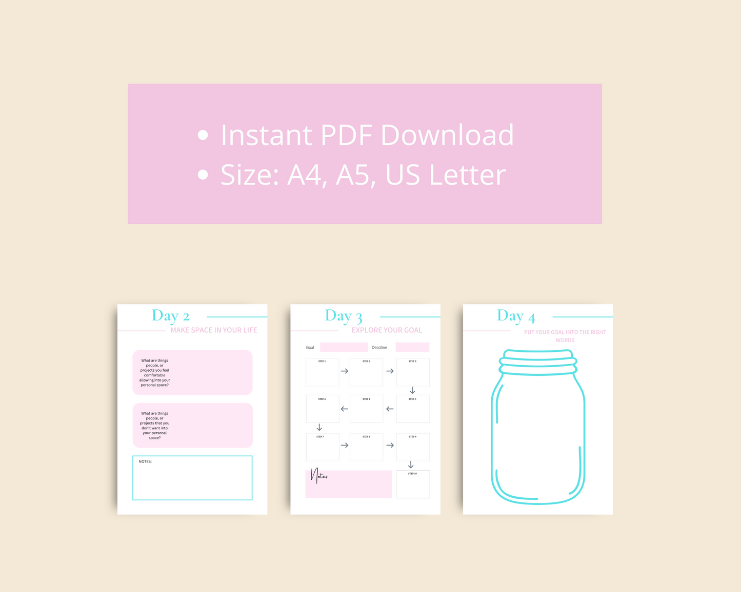 21-Day Law Of Attraction Challenge | Editable Canva Template A4 Size