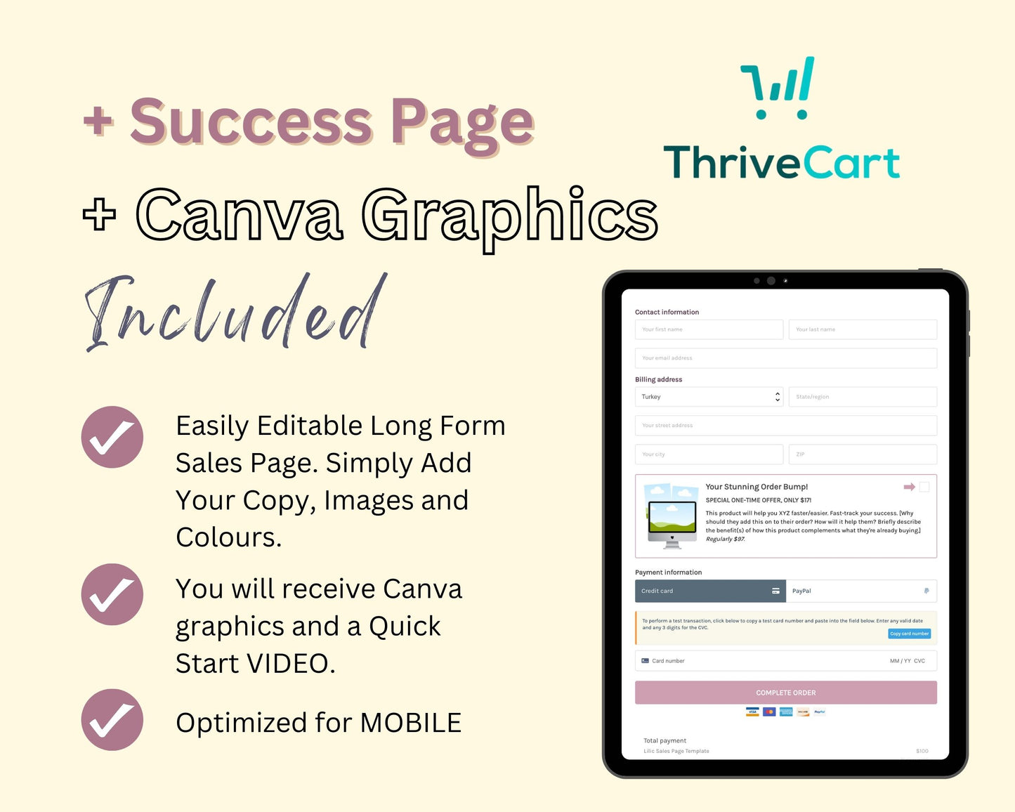 Lilac Sales Page Template in ThriveCart