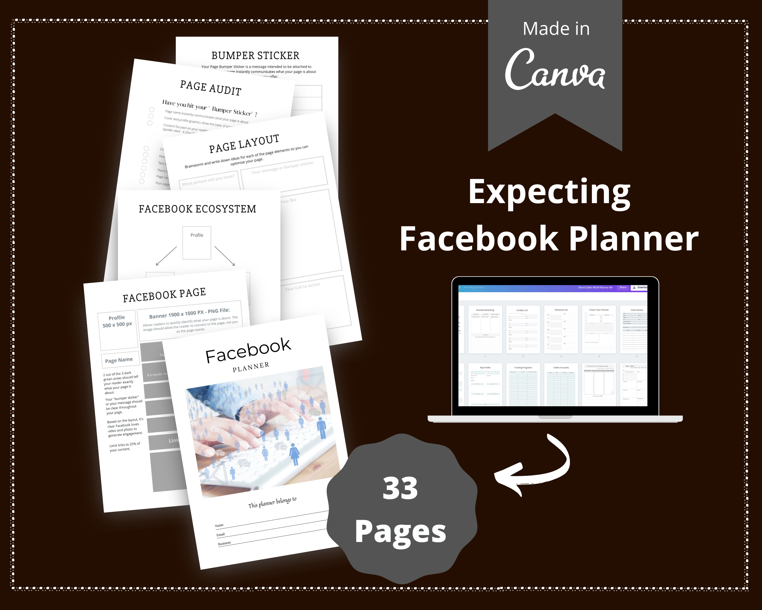 Editable Facebook Planner in Canva | Commercial Use