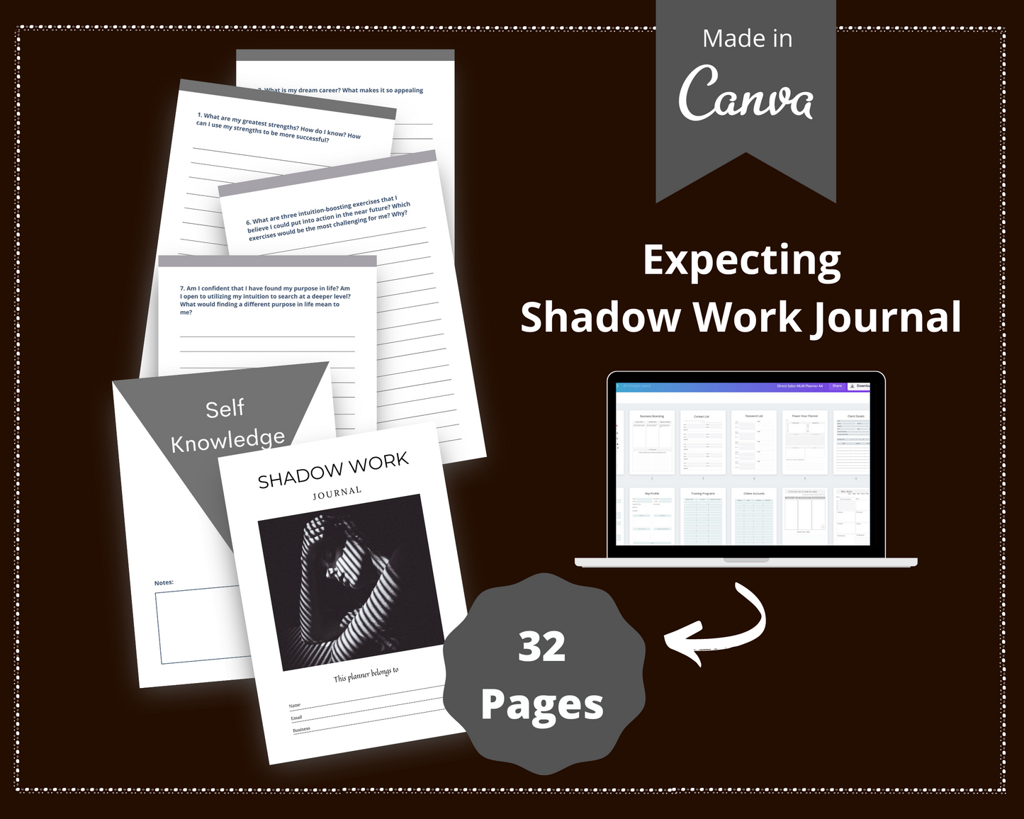 Editable Shadow Work Journal in Canva | Commercial Use