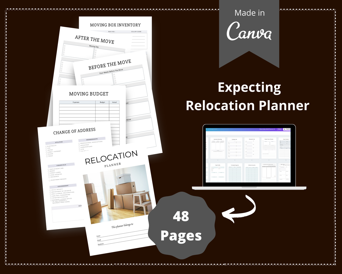 Editable Relocation Planner in Canva | Commercial Use