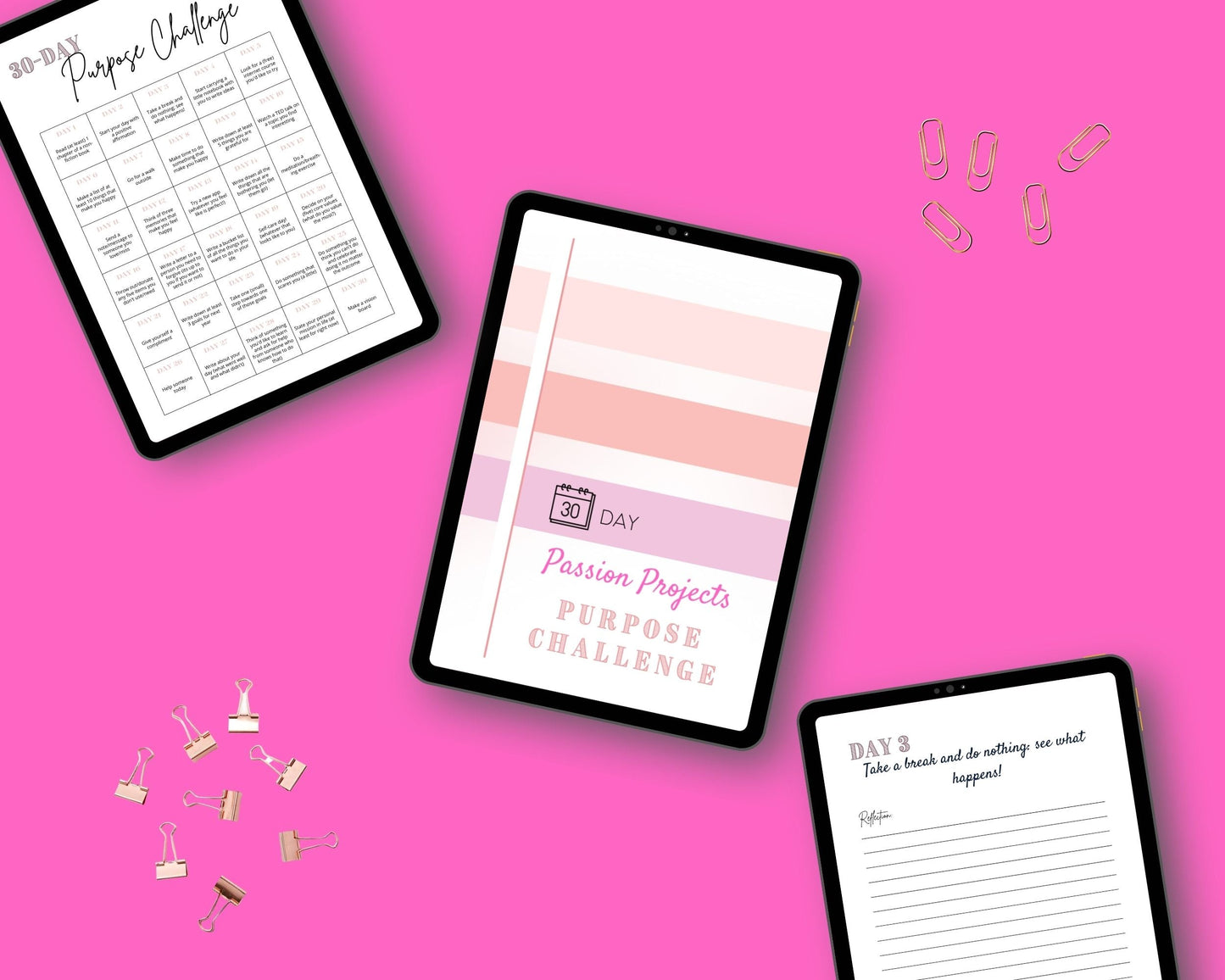 30-Day Passion Projects Purpose Challenge | Editable Canva Template A4 Size