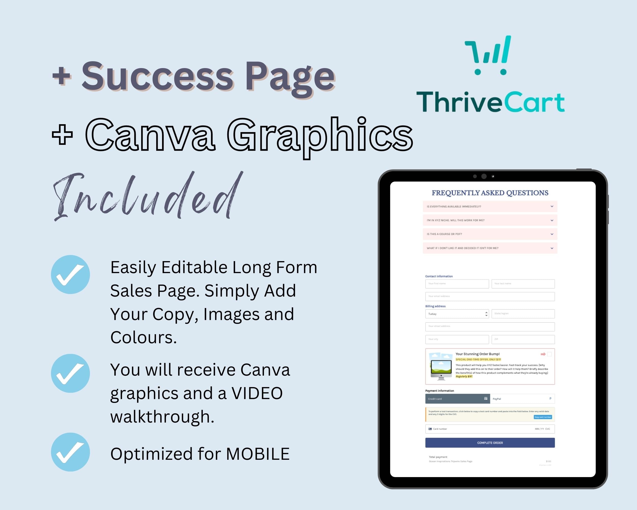 Ocean Inspirations Sales Page Template in ThriveCart