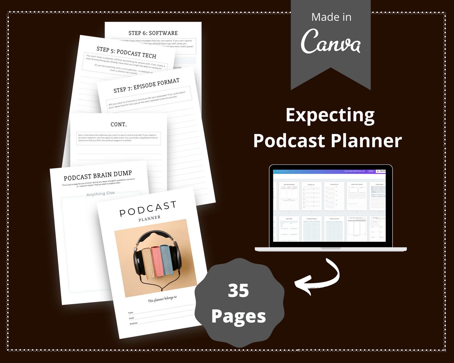 Editable Podcast Planner in Canva | Commercial Use