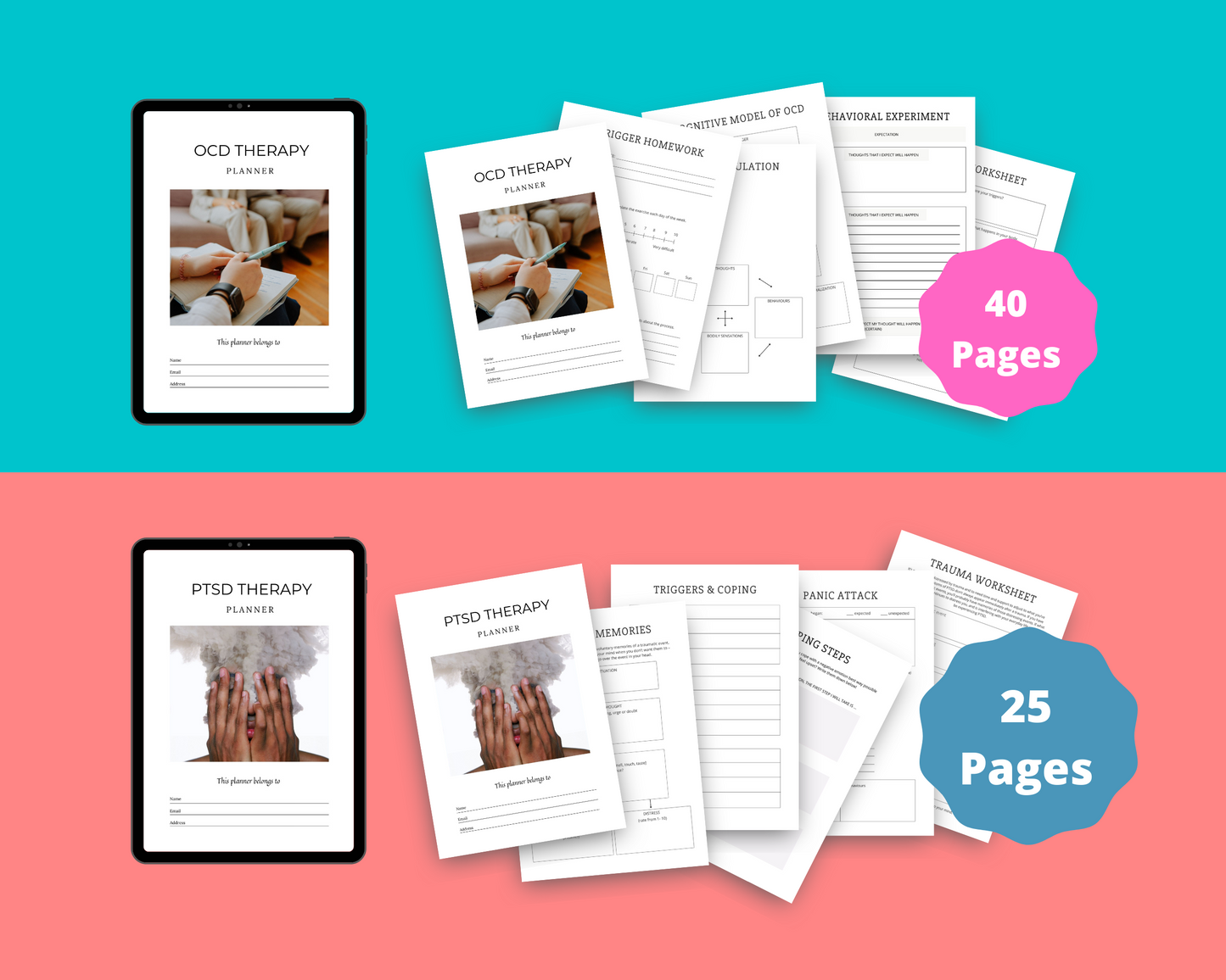 BUNDLE of 7 Therapy Planners in Canva | Customizable | Editable Canva Templates | Commercial Use | Therapy Planners