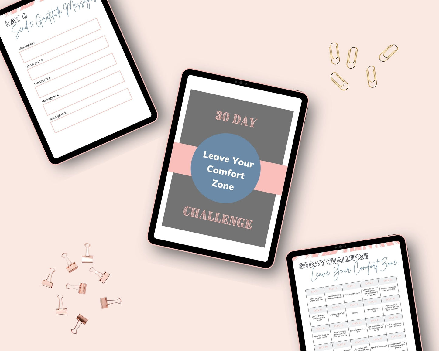 30-Day Leave Your Comfort Zone Challenge | Editable Canva Template A4 Size