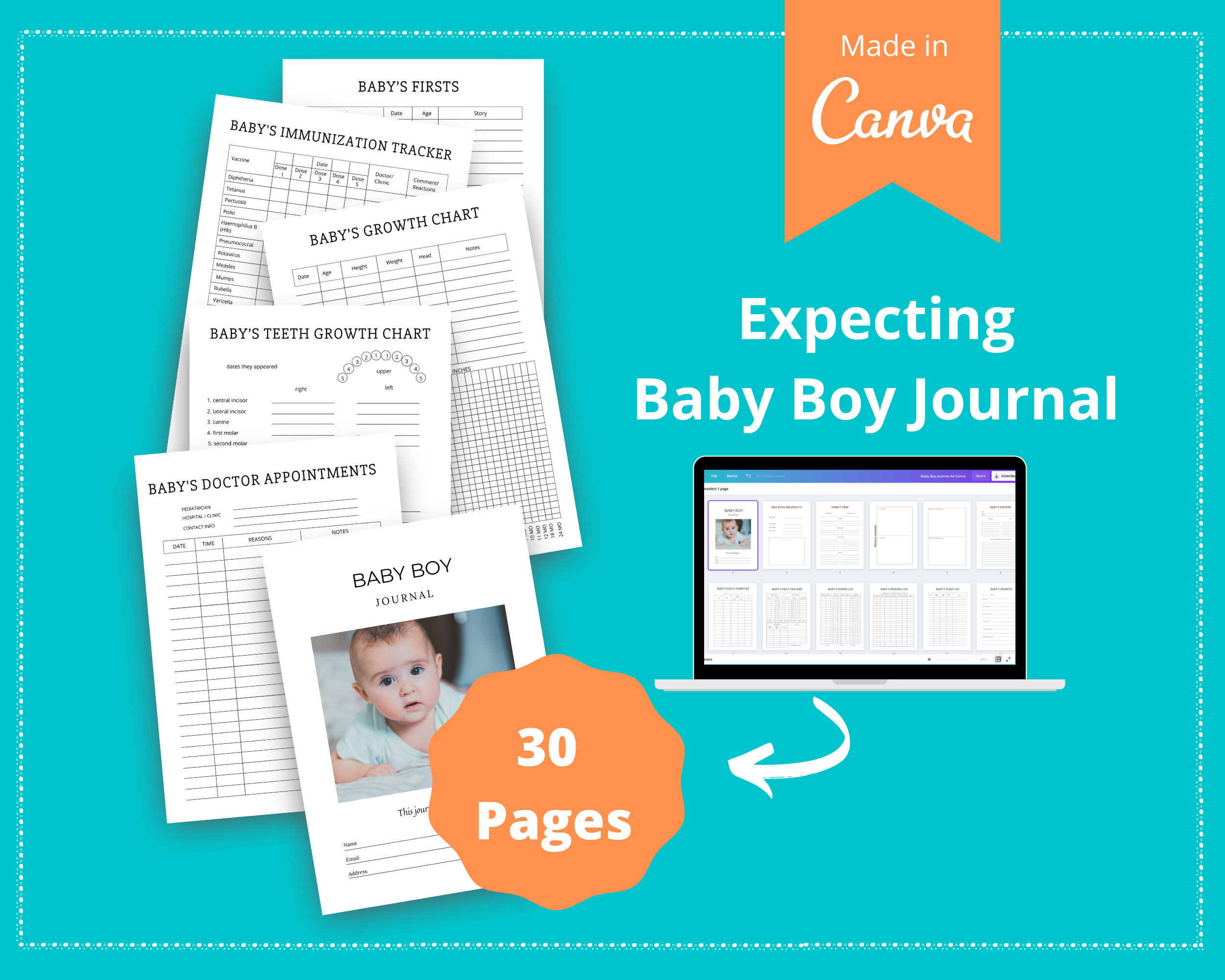 Editable Baby Boy Planner Templates in Canva | Commercial Use