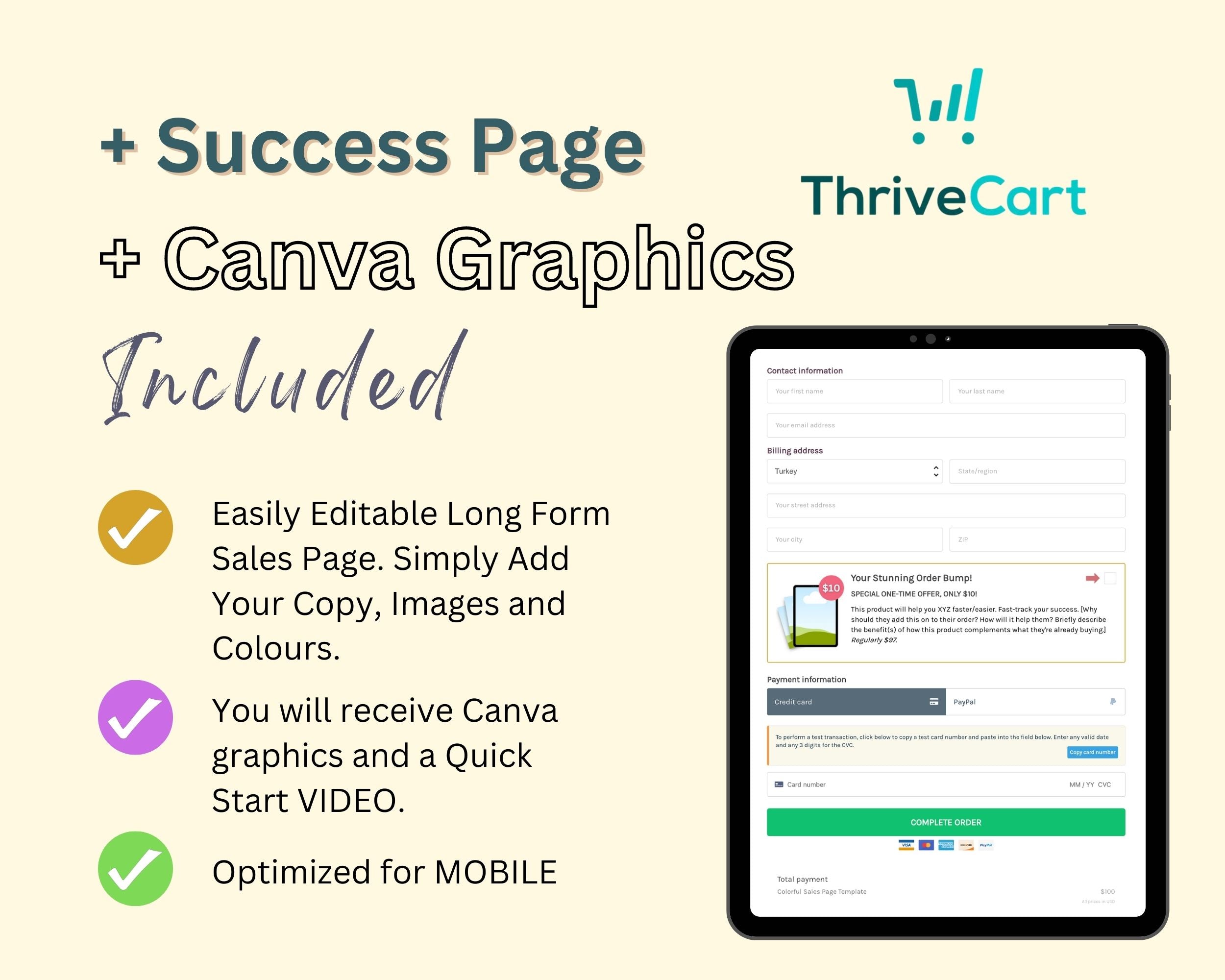 Colorful Sales Page Template in ThriveCart
