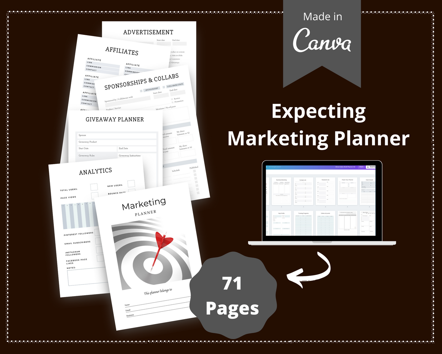 Editable Marketing Planner Templates in Canva | Commercial Use