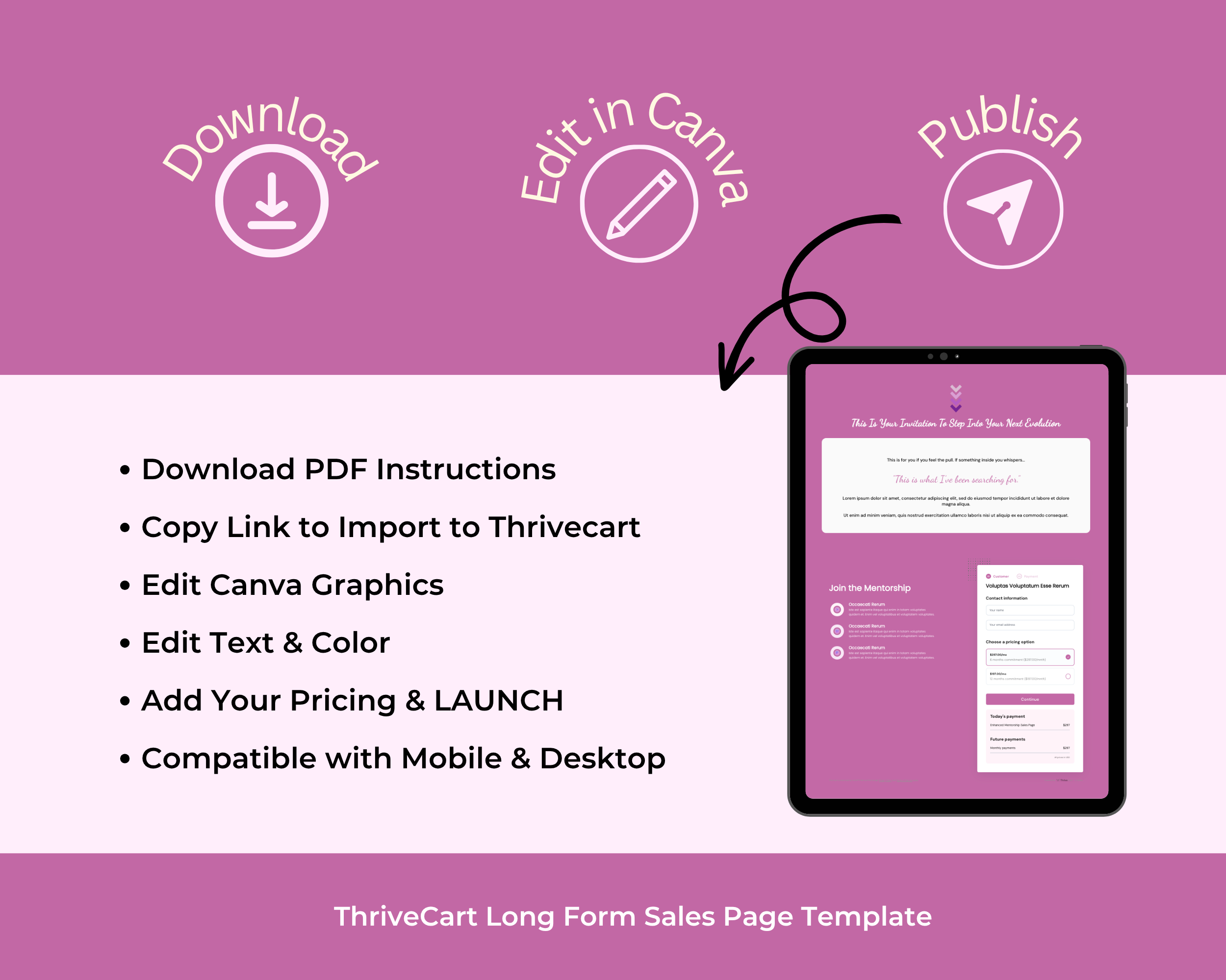 Mentorship Program Sales Page Template in ThriveCart