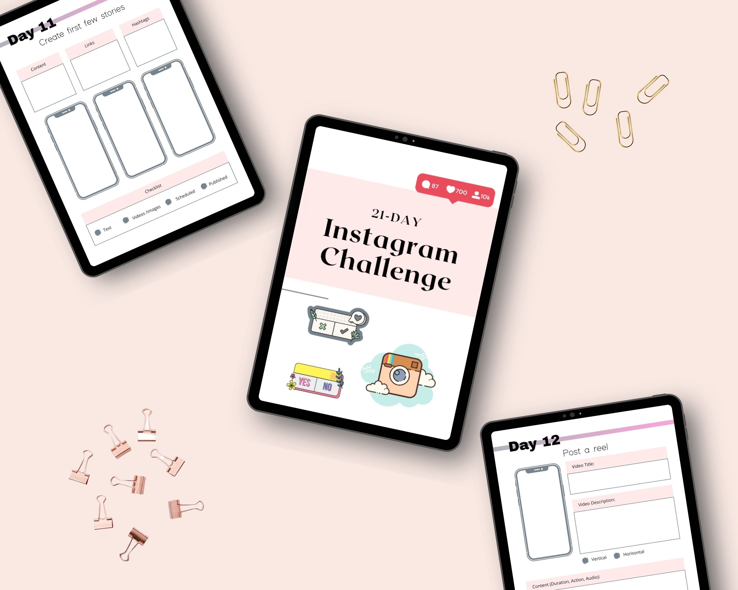 21-Day Instagram Challenge | Editable Canva Template A4 Size