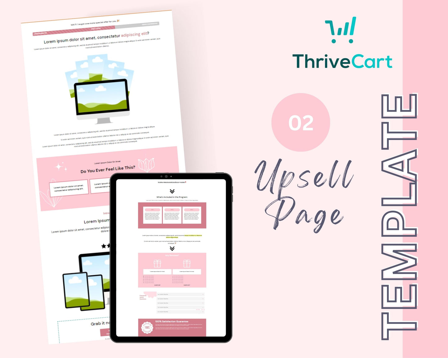 Pastel Pink ThriveCart 4-Page Sales Funnel Template