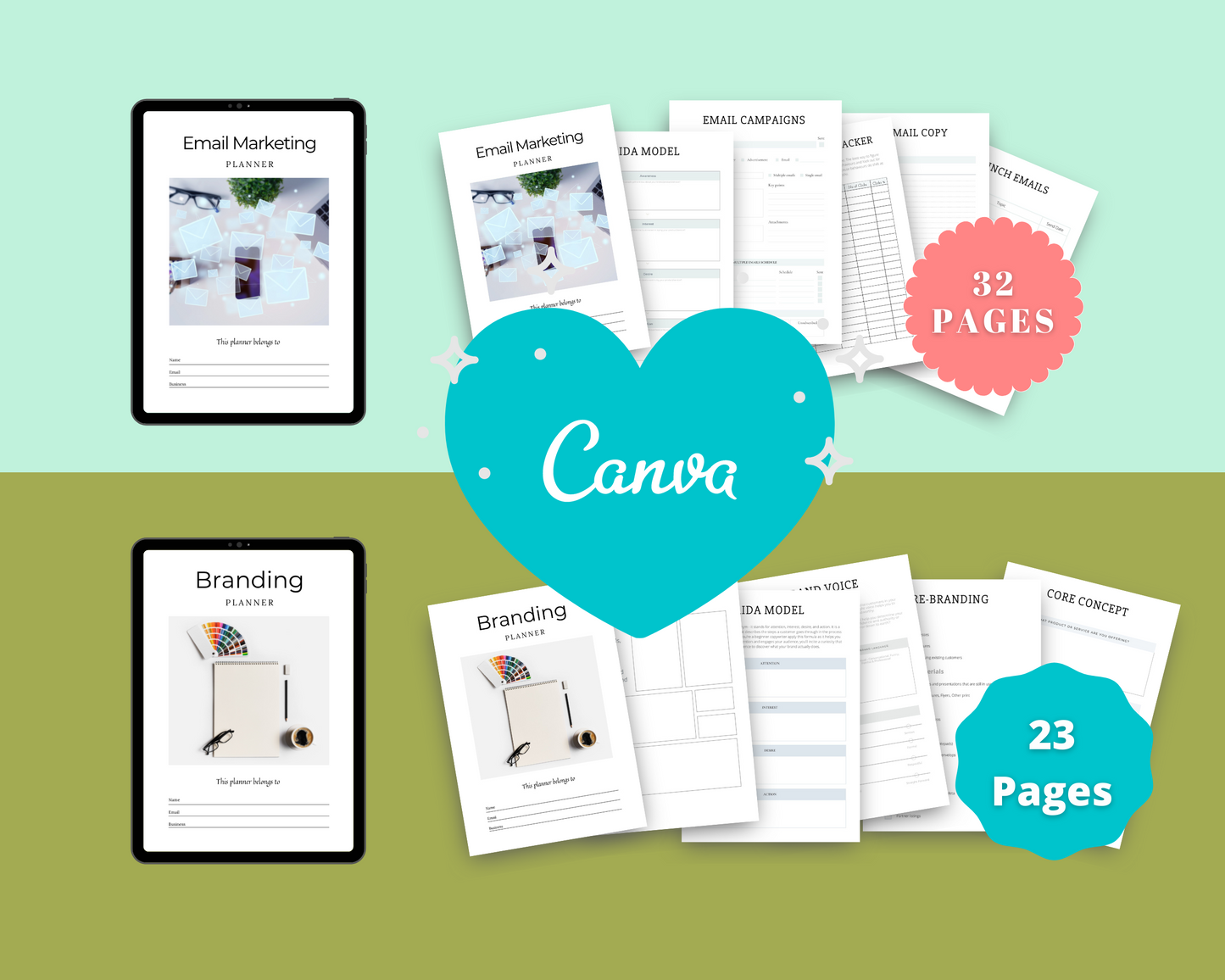 BUNDLE of 11 Marketing Planners in Canva | Customizable | Editable | Commercial Use | Marketing Templates