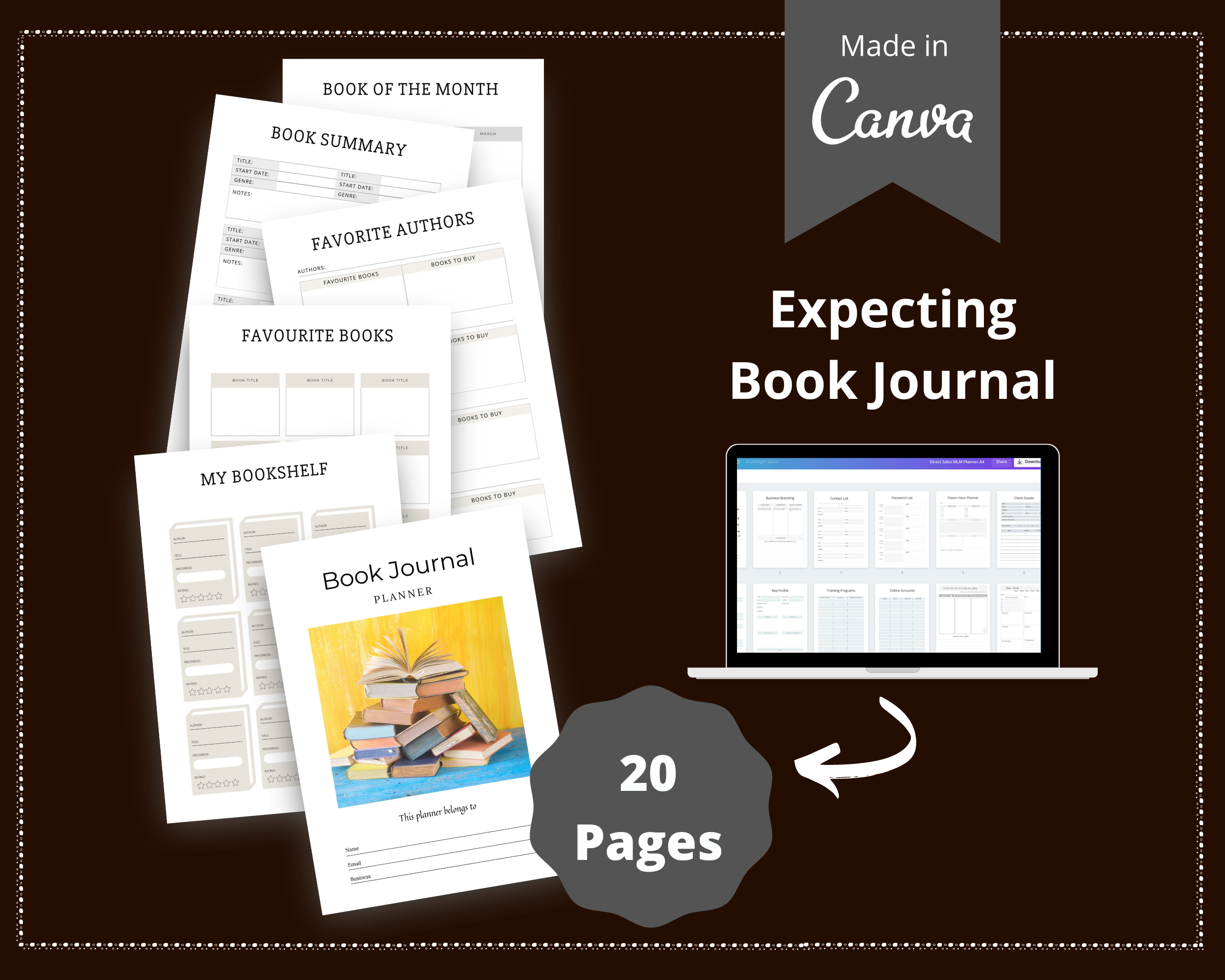 Editable Book Journal in Canva | Commercial Use