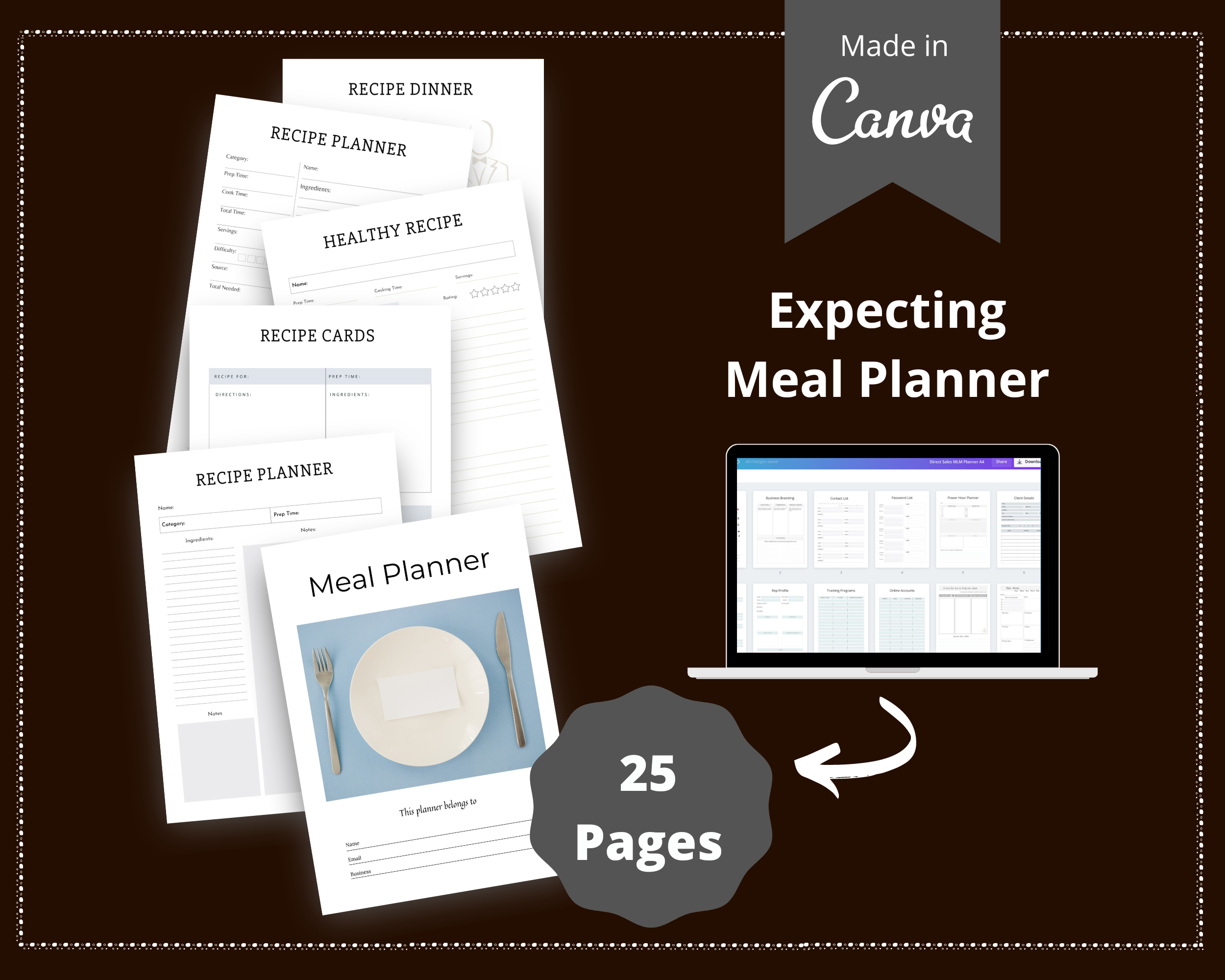 Editable Meal Planner in Canva | Commercial Use