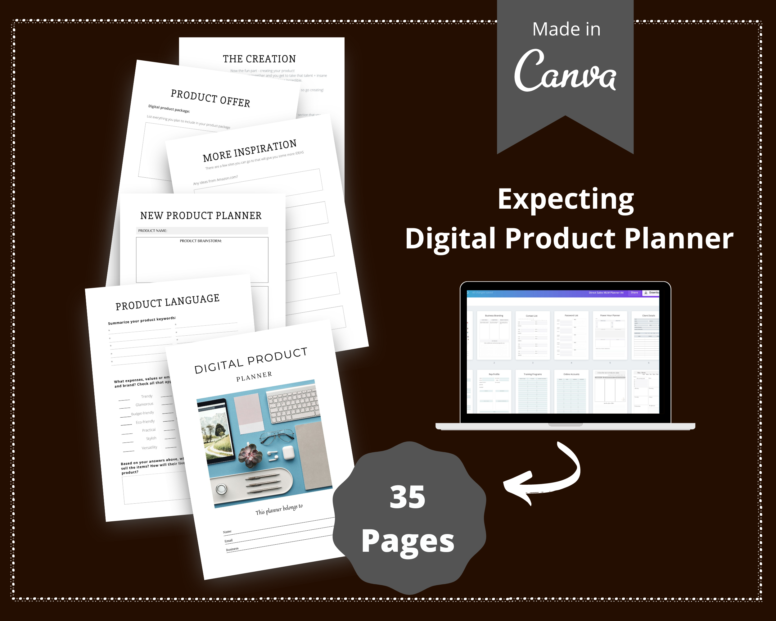 Editable Digital Product Planner in Canva | Commercial Use