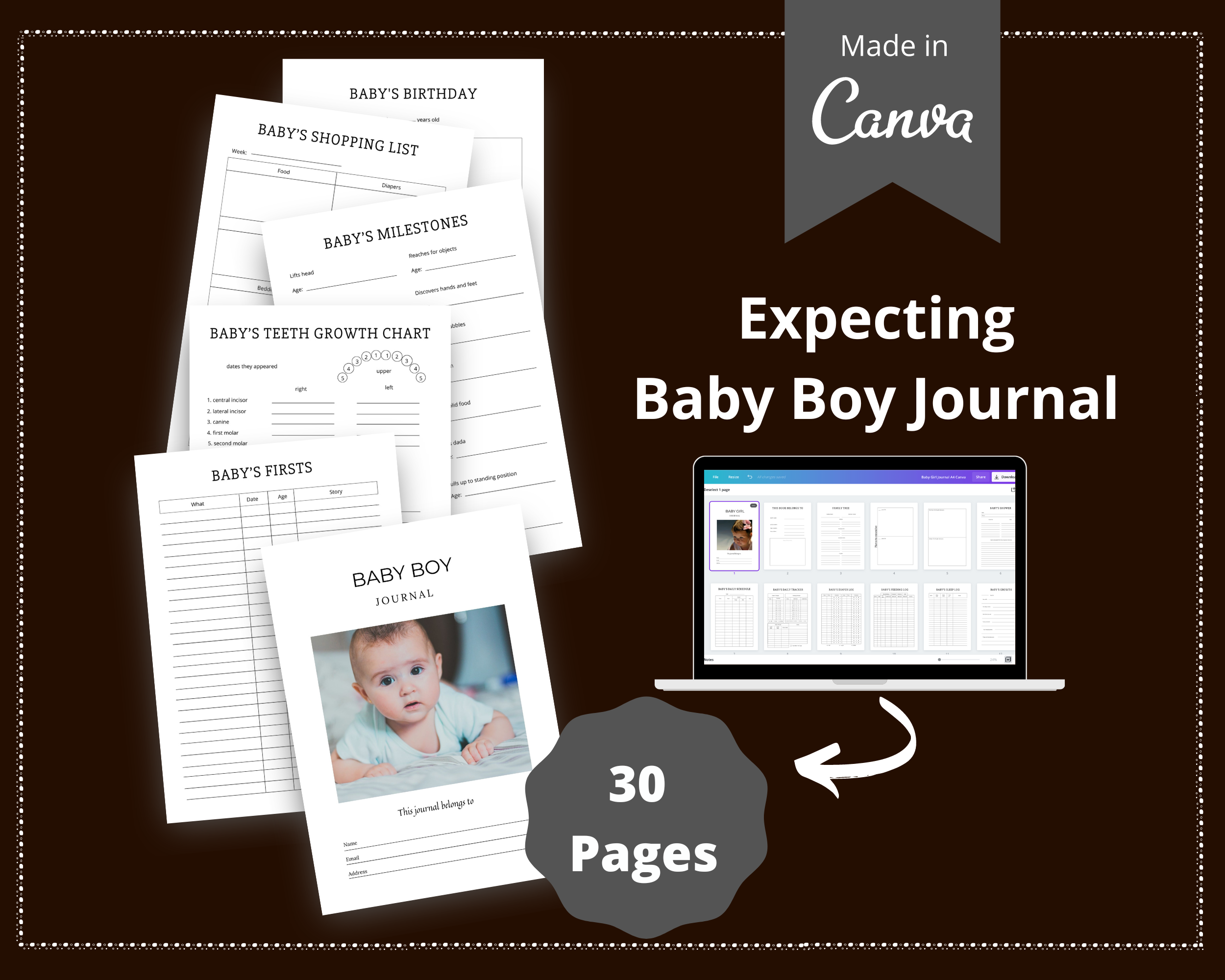 Editable Baby Boy Planner Templates in Canva | Commercial Use