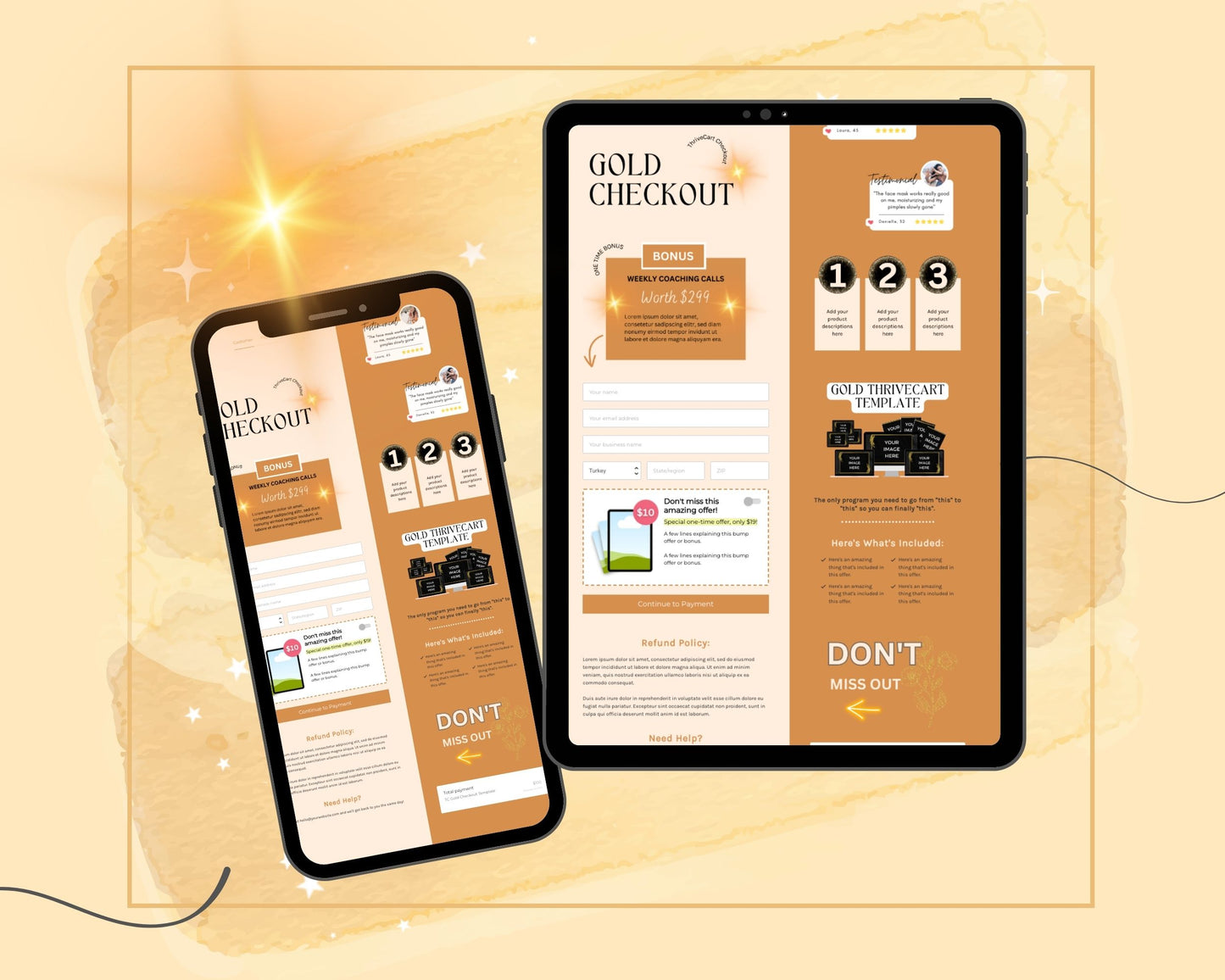 Gold Checkout Page ThriveCart Template