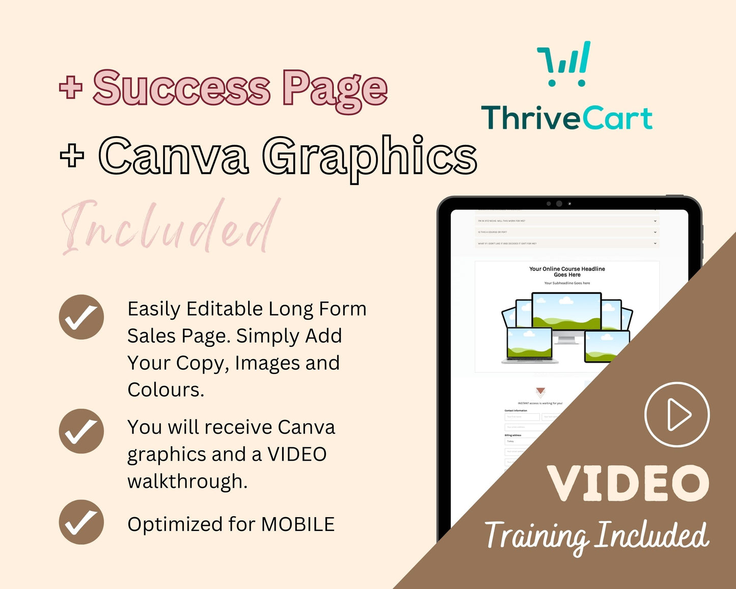 Boho Online Course Sales Page Template in Thrivecart