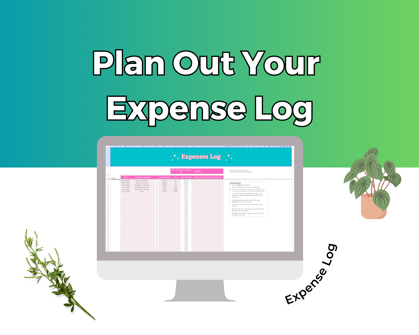 Small Business Bookkeeping Planner Google Spreadsheet | Simple Small Business Bookkeeping Planner Google Sheets