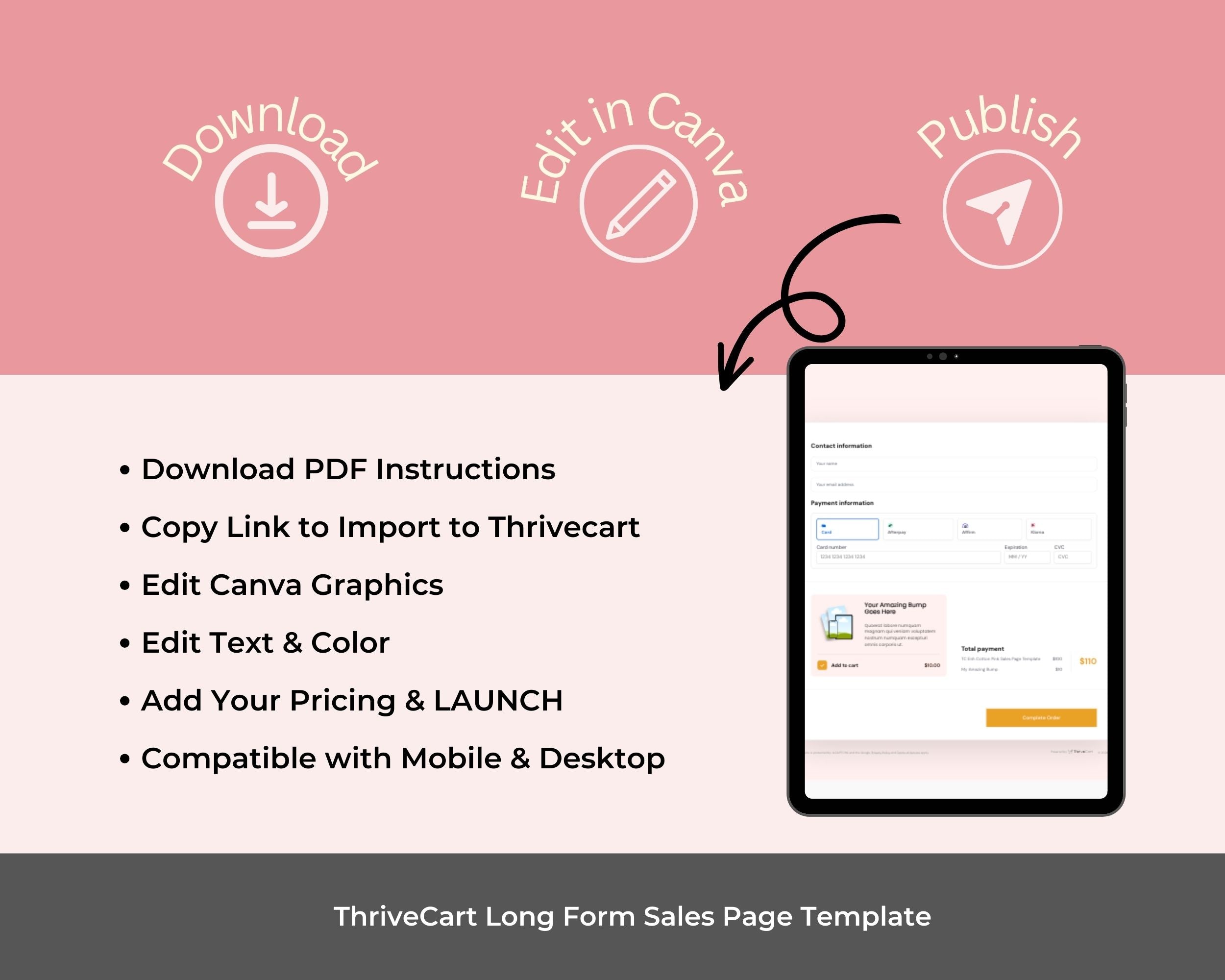 Cotton Pink Sales Page Template in ThriveCart