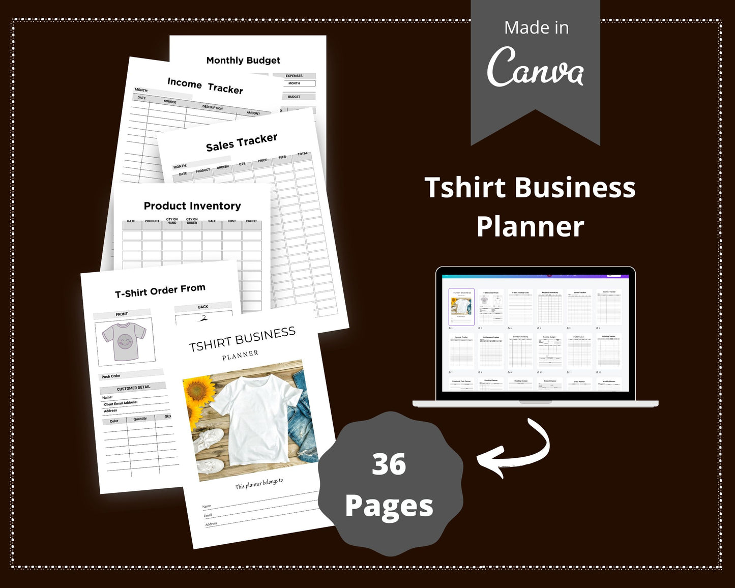 Editable Tshirt Business Planner in Canva | Commercial Use