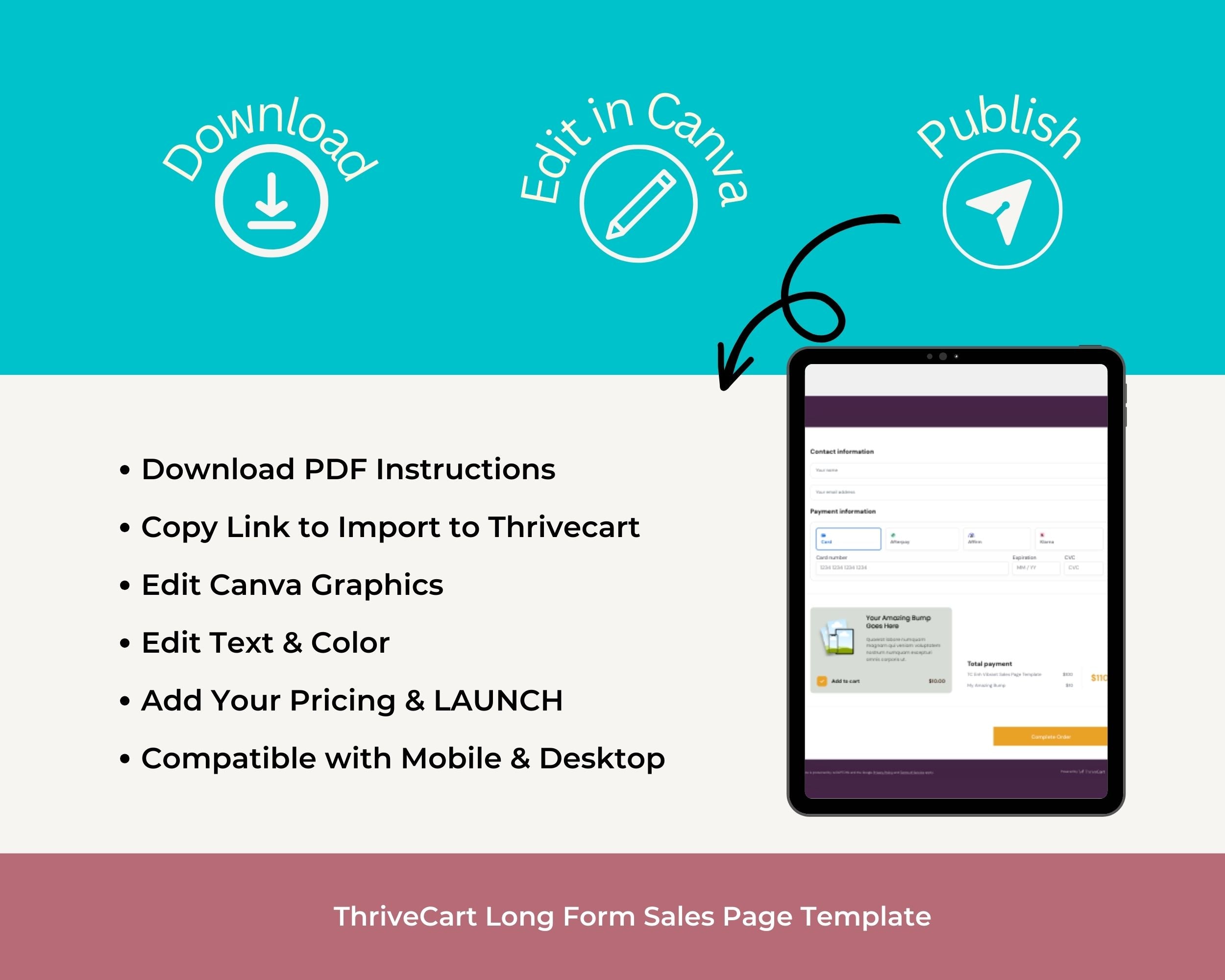 Vibrant Sales Page Template in ThriveCart