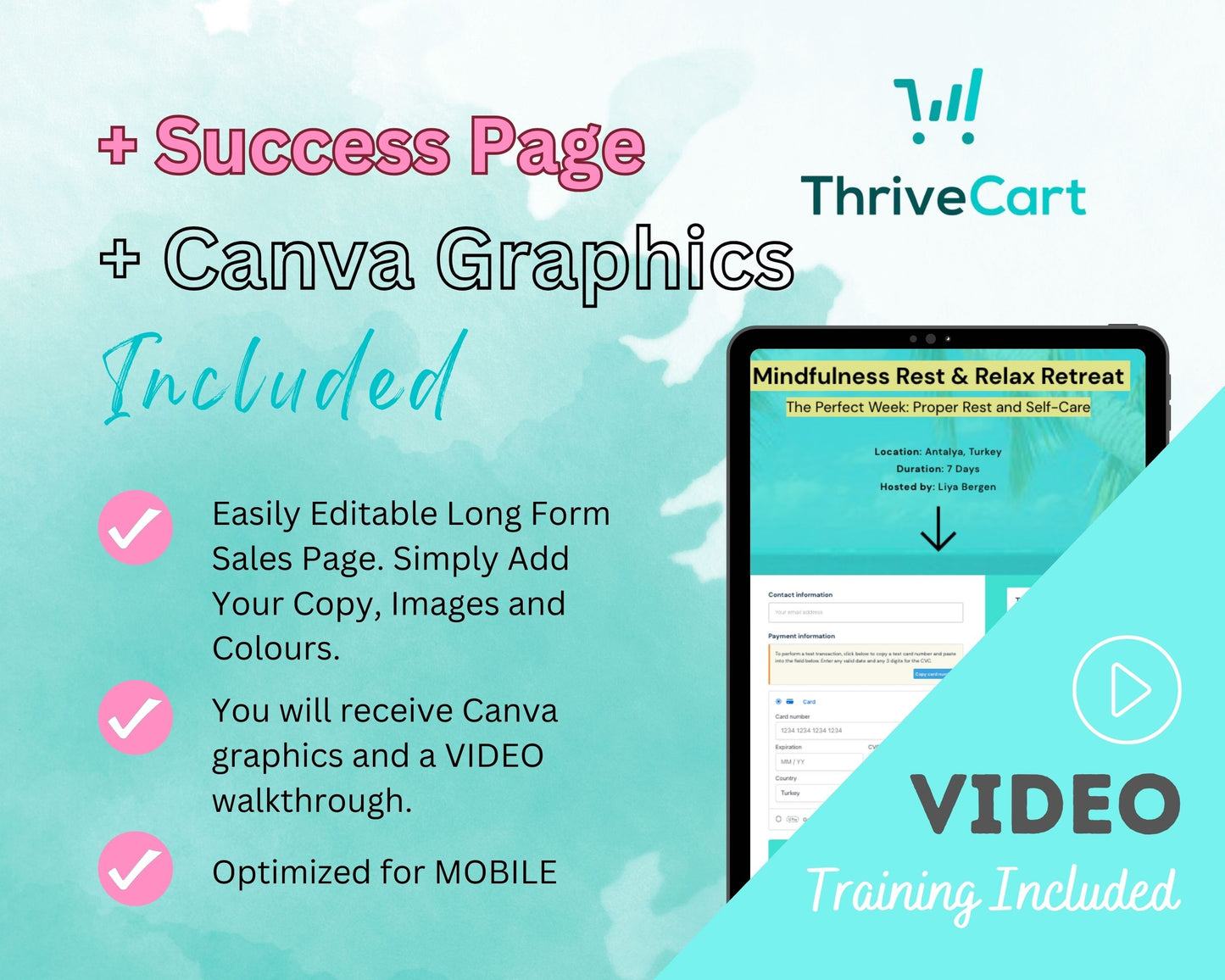 Retreat Sales Page Template in ThriveCart