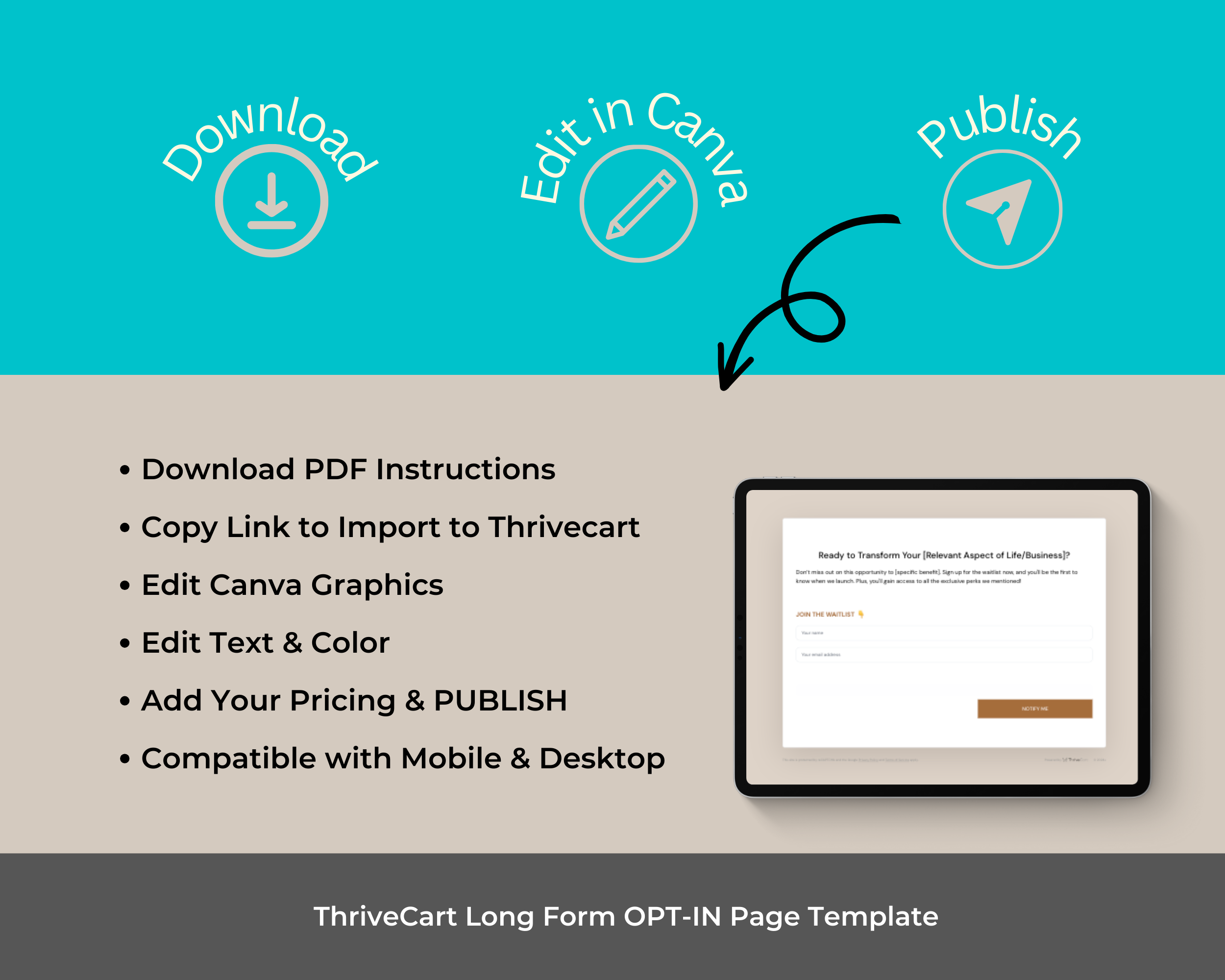 Waitlist in BOHO Sales Page Template in ThriveCart