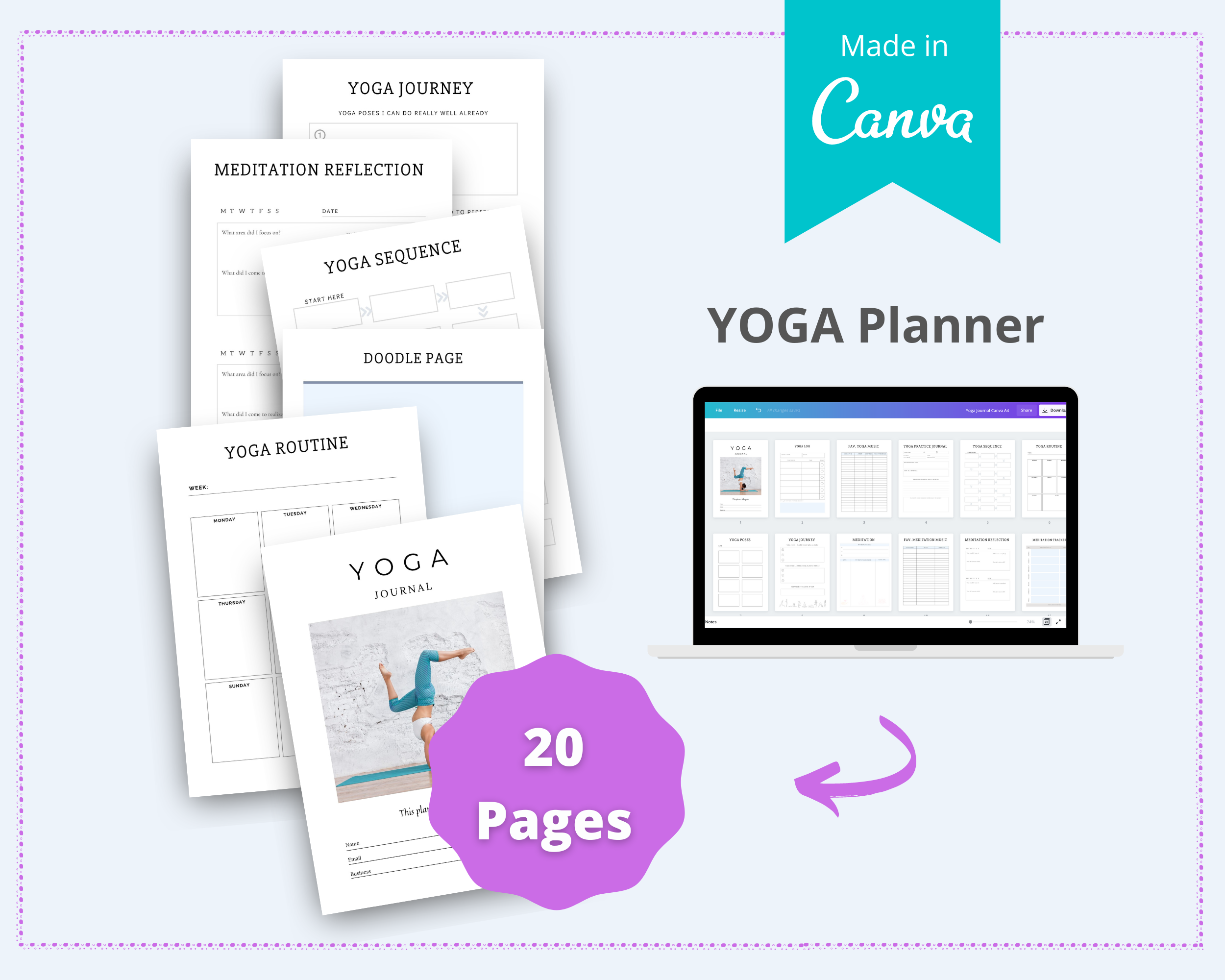 Editable Yoga Journal in Canva | Commercial Use