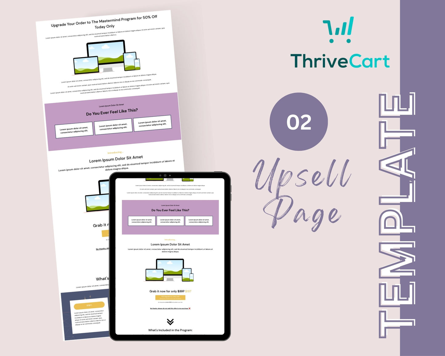 Plum & Lavender Checkout Funnel Template in ThriveCart
